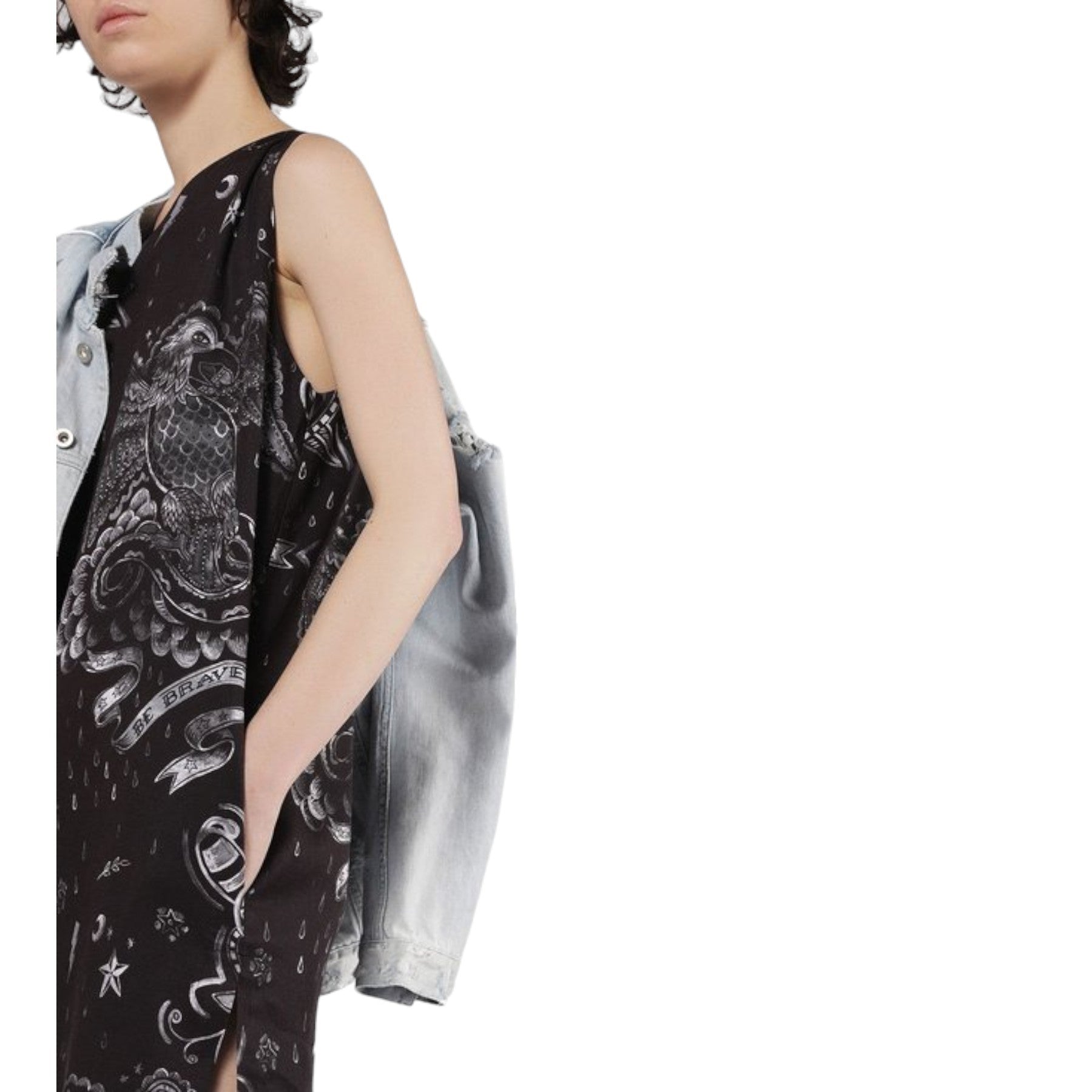 DIESEL D MAY Womens Long Dress V Neck Ebony Casual Party Outwear Sleeveless Top