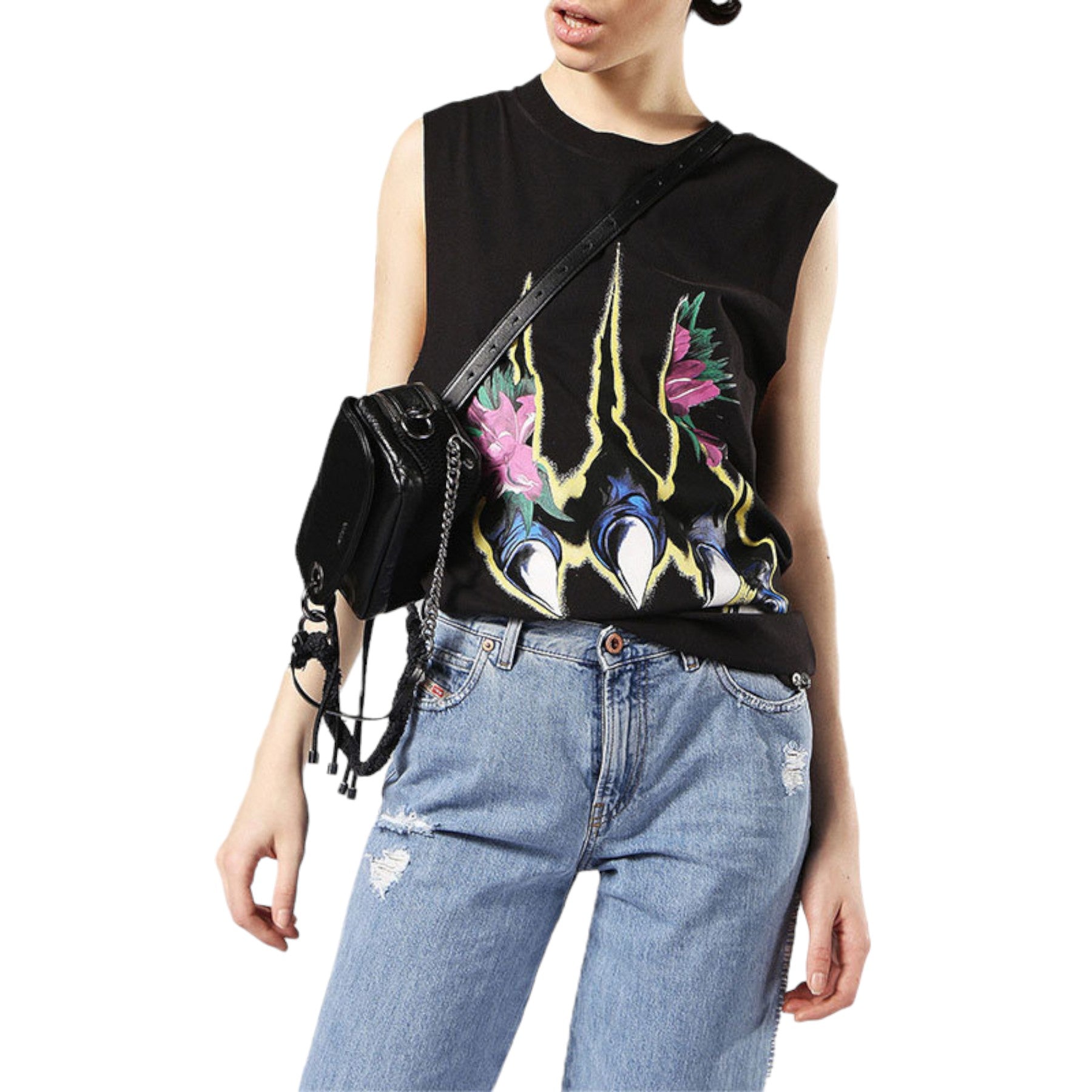 DIESEL T WESSY Womens T-Shirt Summer Ebony Casual Party Outwear Sleeveless Top