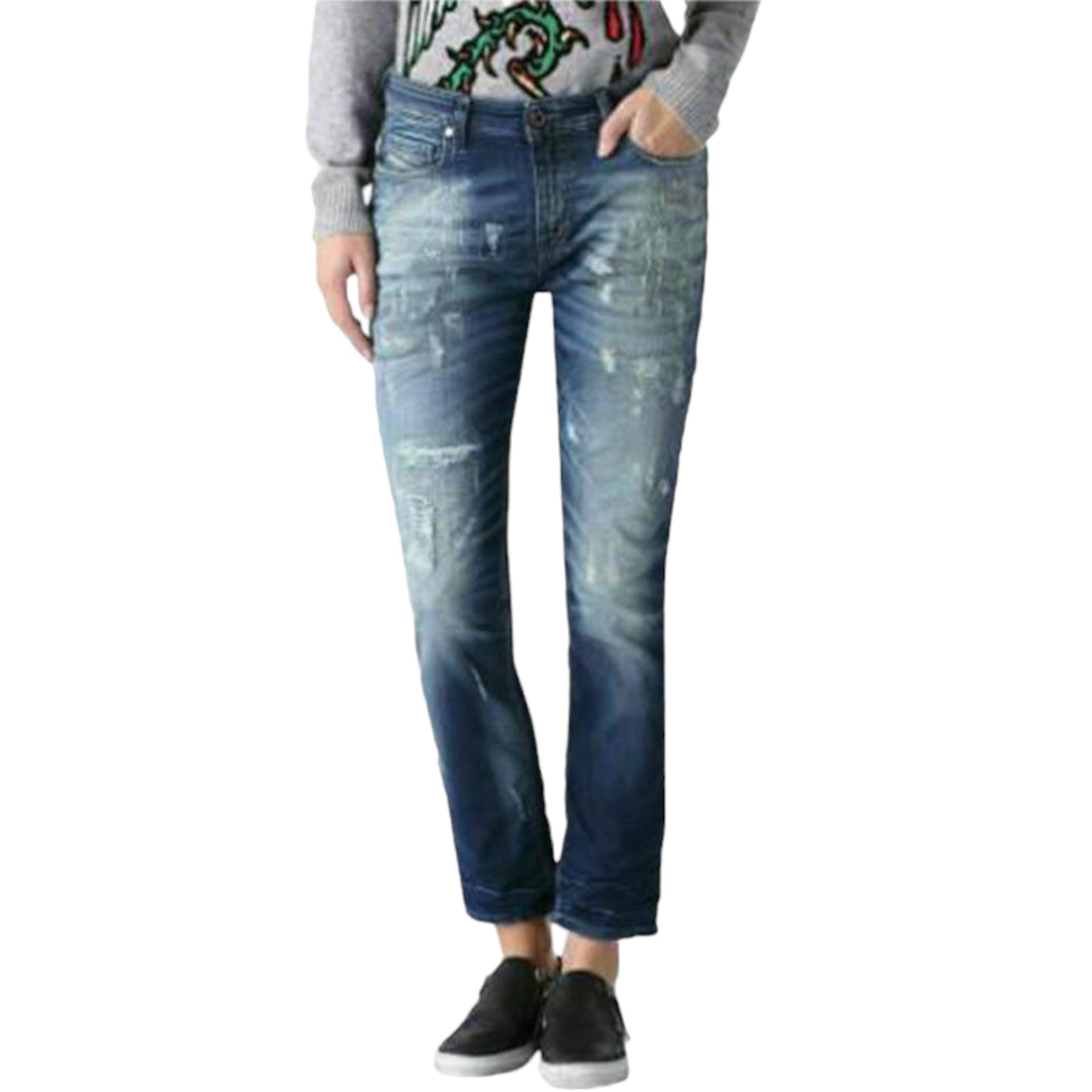 DIESEL RIZZO NE 0670U Womens Denim Sweat Jogg Jeans Trouser Stretch Casual Pants