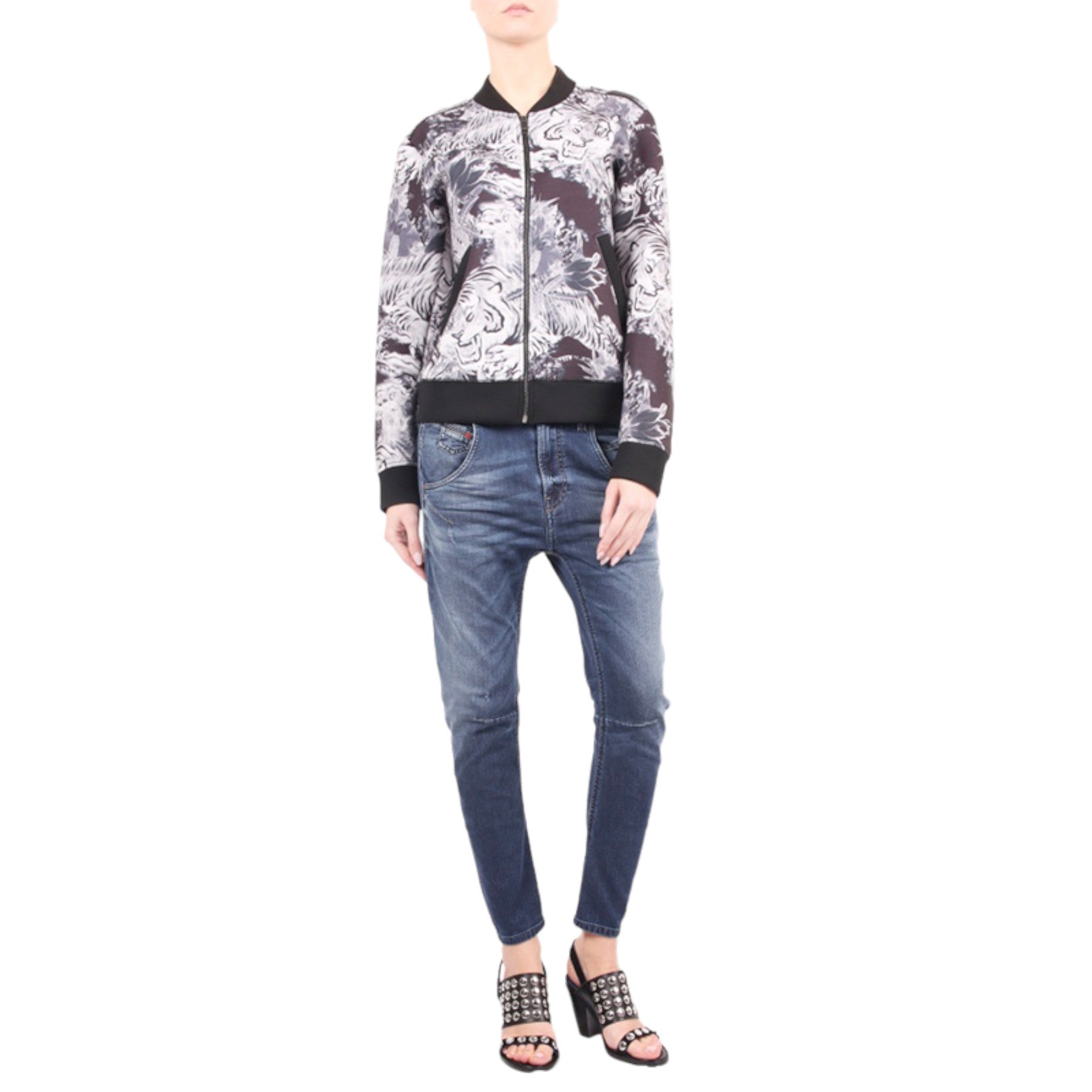 DIESEL FAYZA-NE 0670V Womens Denim Jeans Tapered Leg Stretch Sweat Jogg Pant NEW