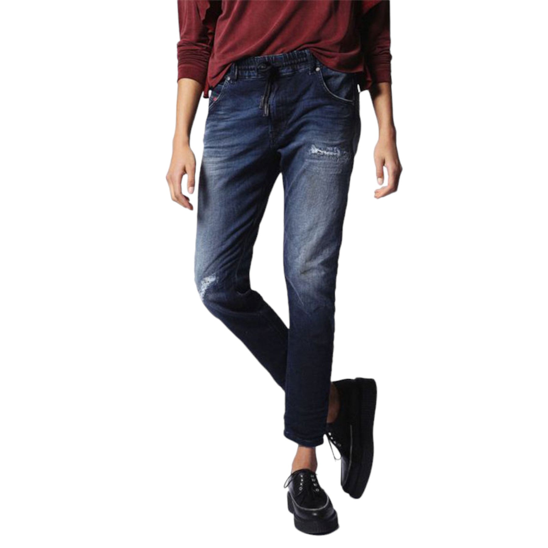 DIESEL KRAILEY NE 0678S Womens Jeans Distressed Skinny Leg Sweat Denim Jogg Pant