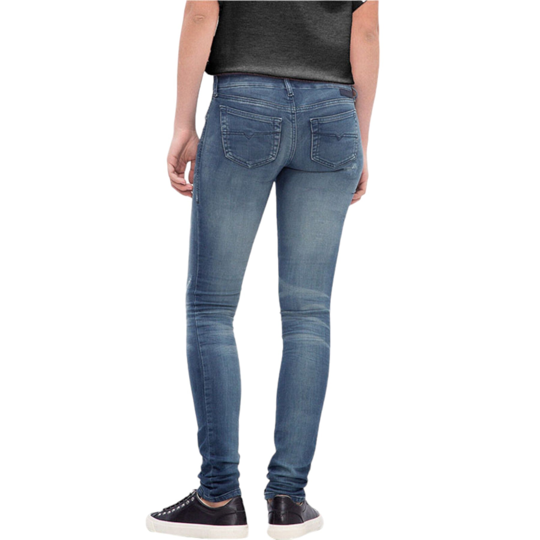 DIESEL GRUPEE NE 0672F Womens Sweat Jogg Jeans Denim Stretchy Slim Fit Blue Pant