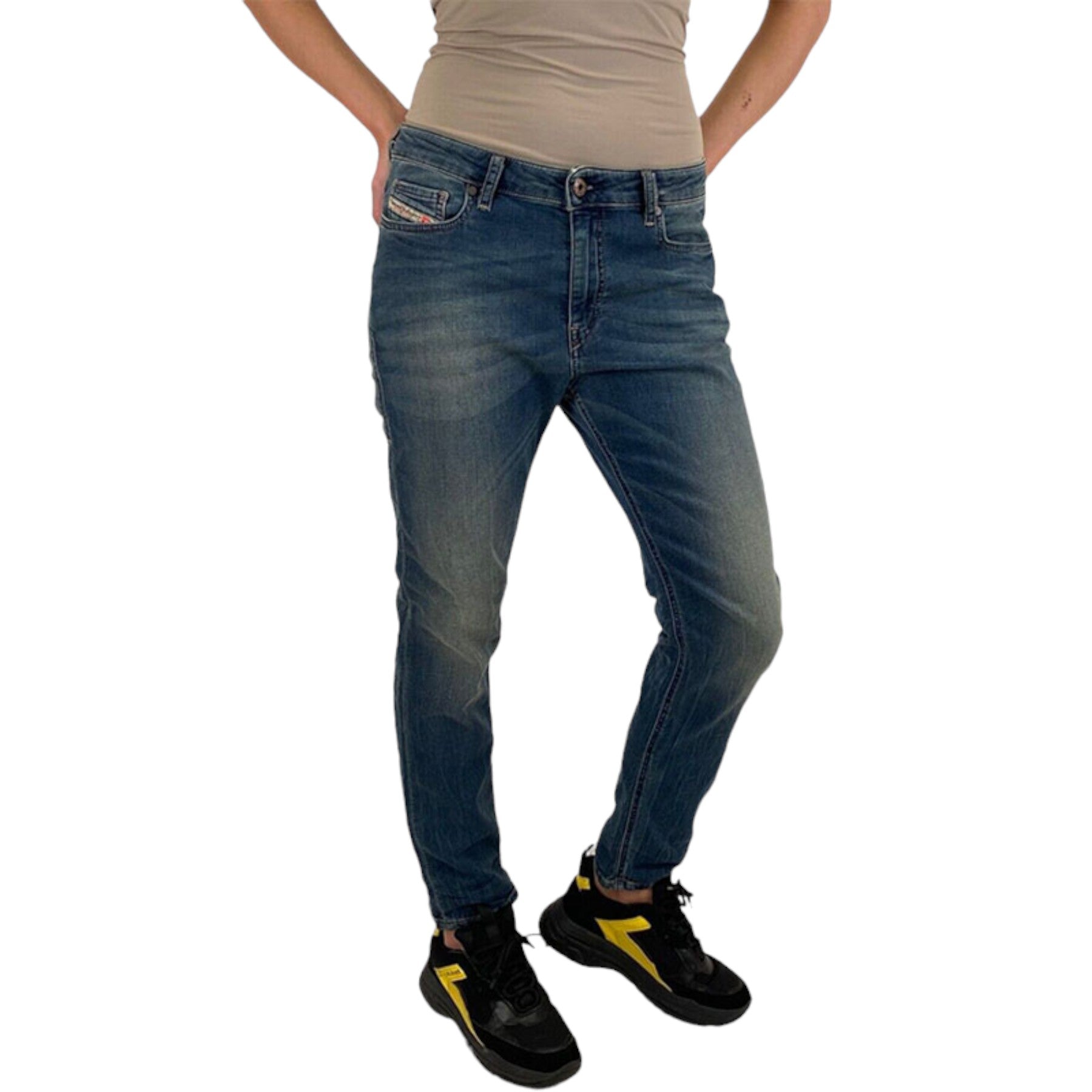 DIESEL GRUPEE NE 0668W Womens Jogg Jeans Denim Stretchy Slim Fit Sweat Pants NEW