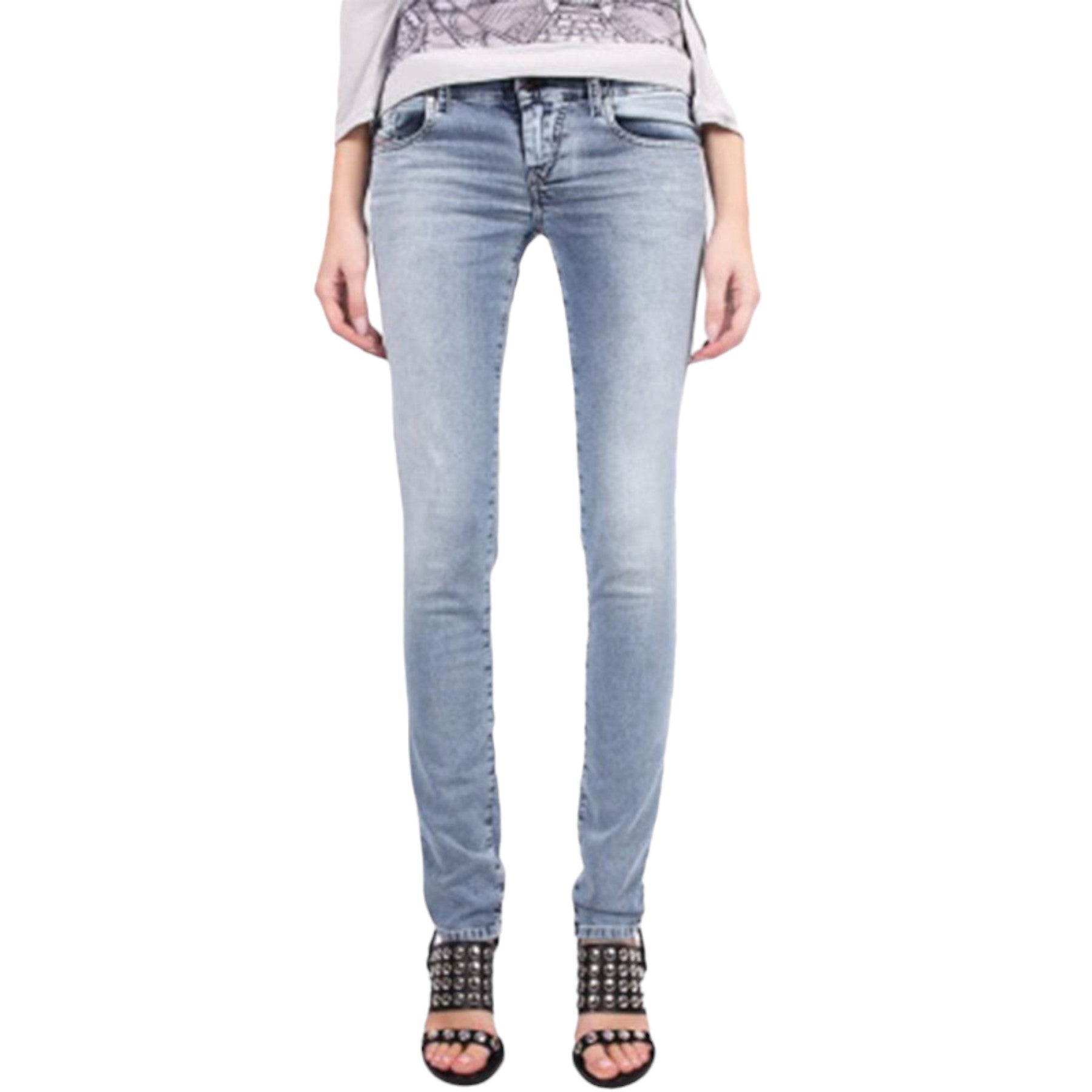 DIESEL GRUPEE NE 0673L Womens Denim Jogg Jeans Sweat Stretchy Slim Fit Blue Pant