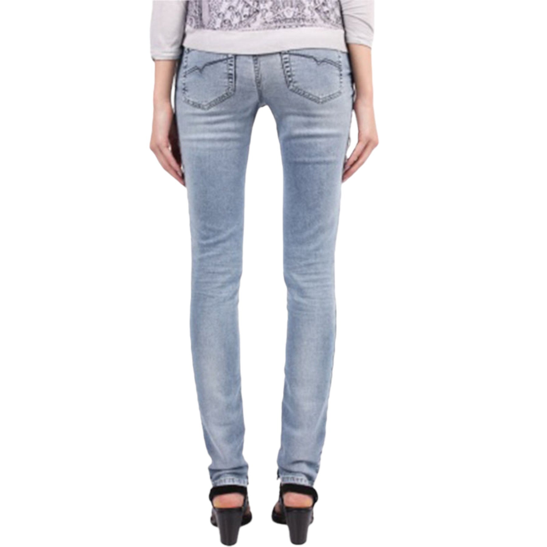 DIESEL GRUPEE NE 0673L Womens Denim Jogg Jeans Sweat Stretchy Slim Fit Blue Pant