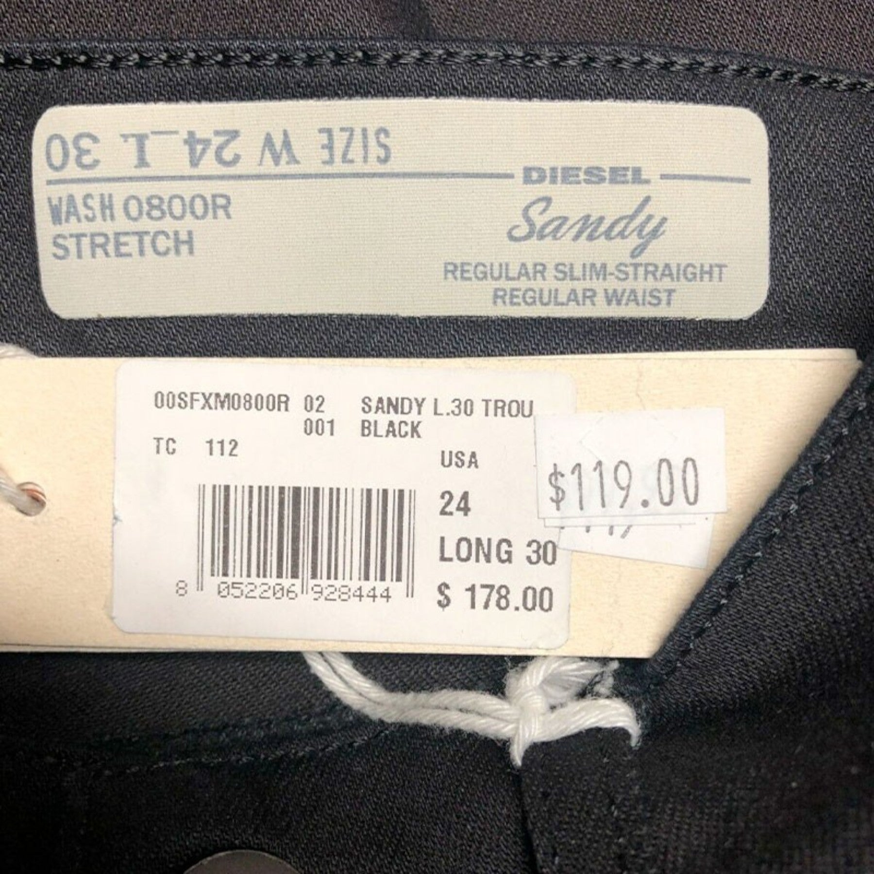 DIESEL SLANDY 0800R Womens Jeans Denim Casual Pants Slim Fit Black Trousers NEW