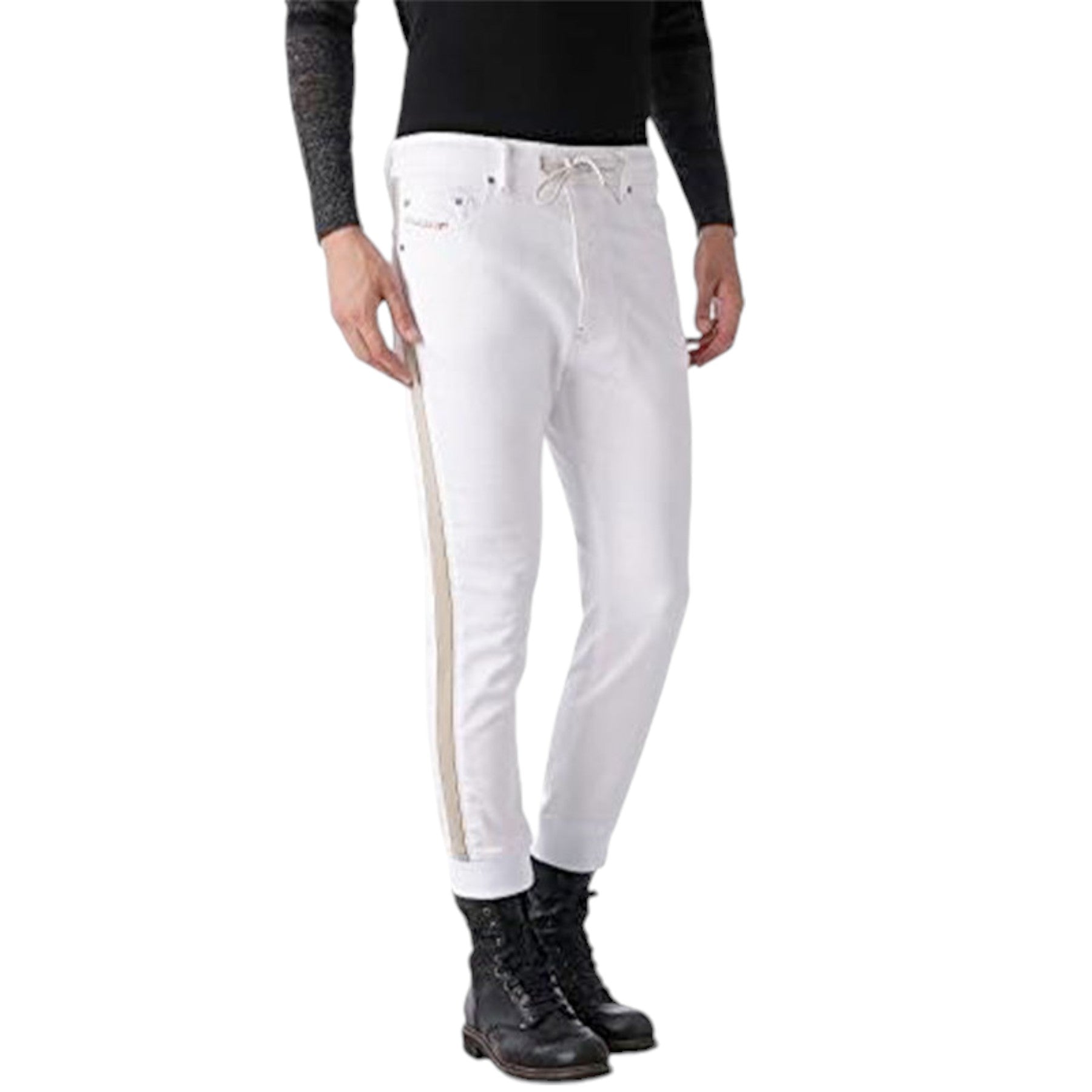 DIESEL NARROT NE 0663V Mens Denim Jeans Slim Fit Stretch Sweat Jogg Jeans White