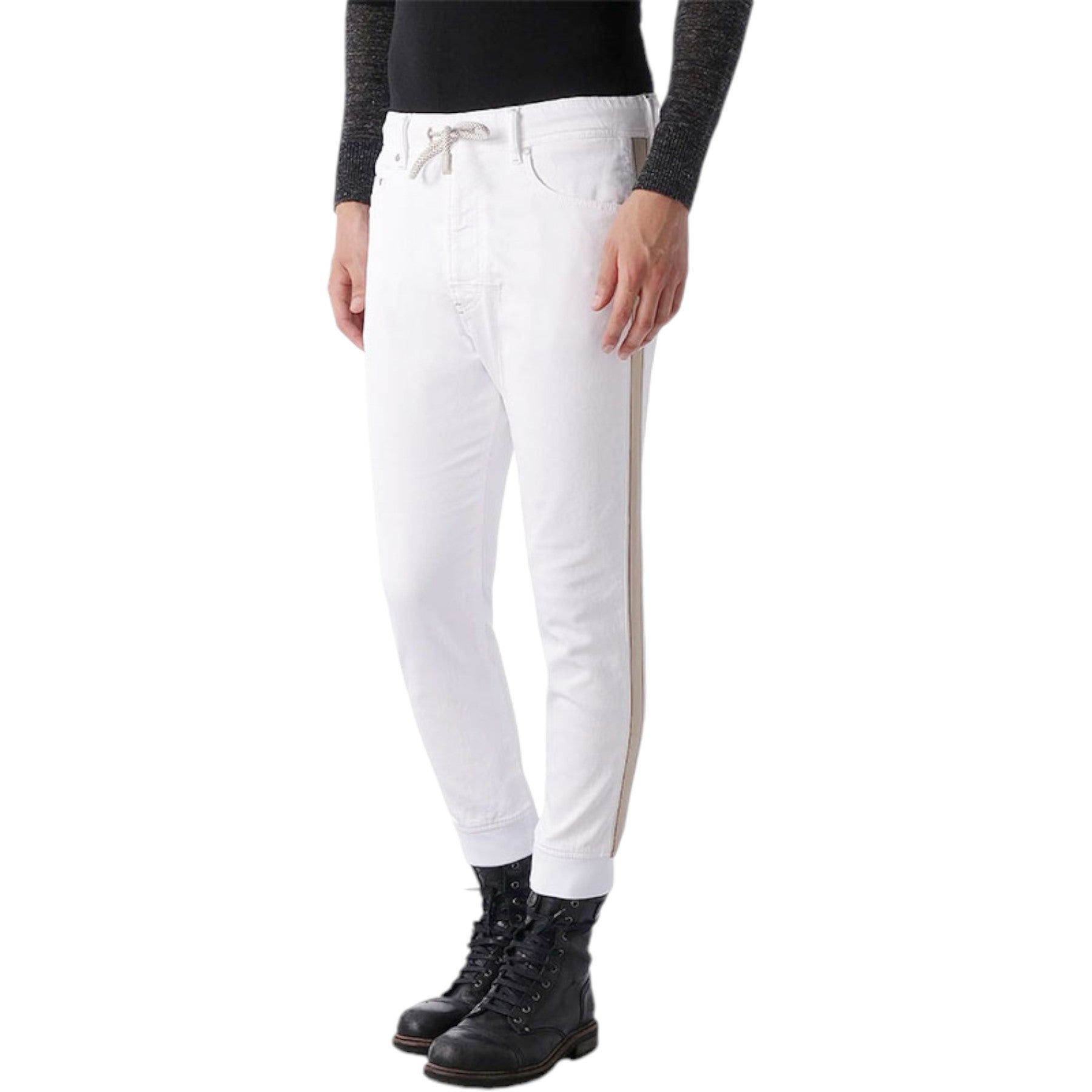 DIESEL NARROT NE 0663V Mens Denim Jeans Slim Fit Stretch Sweat Jogg Jeans White