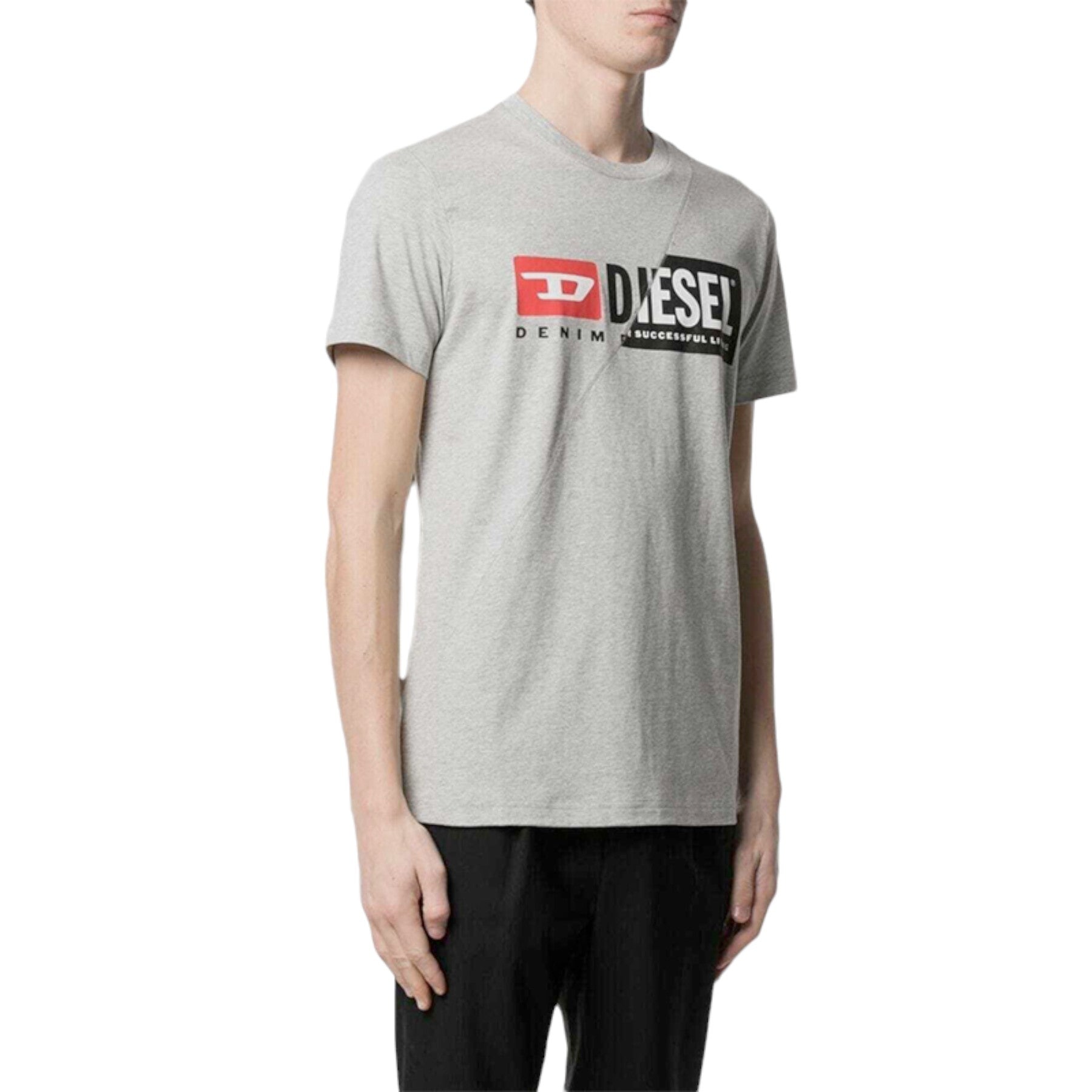 DIESEL T Diego Mens Crew Neck T Shirts Cuty Dual Logo Printed Casual Cotton Tee