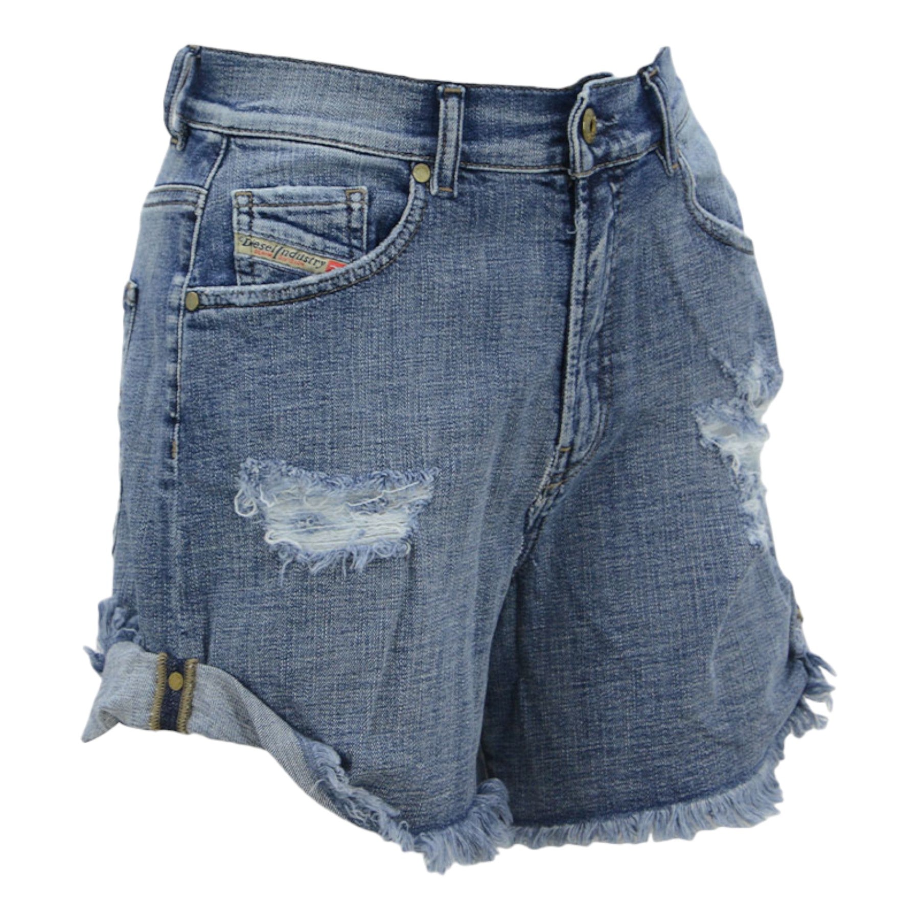 DIESEL DE SCOTT 0849N Denim Jeans Shorts Womens Vintage Stretchy Ripped Shorts