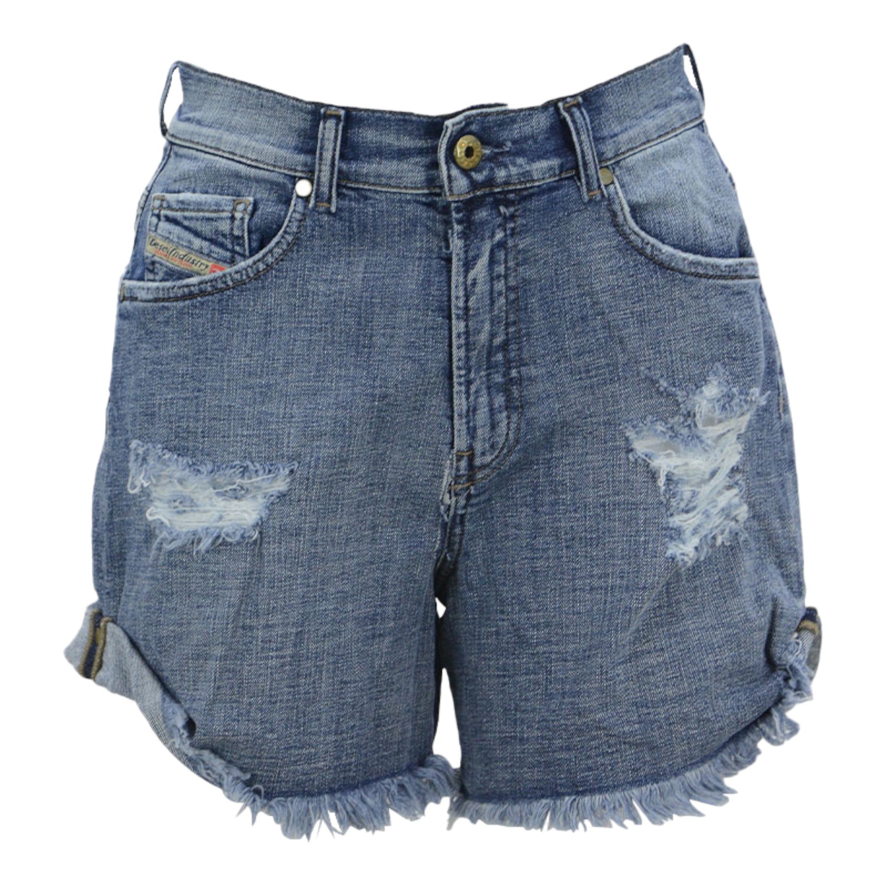 DIESEL DE SCOTT 0849N Denim Jeans Shorts Womens Vintage Stretchy Ripped Shorts