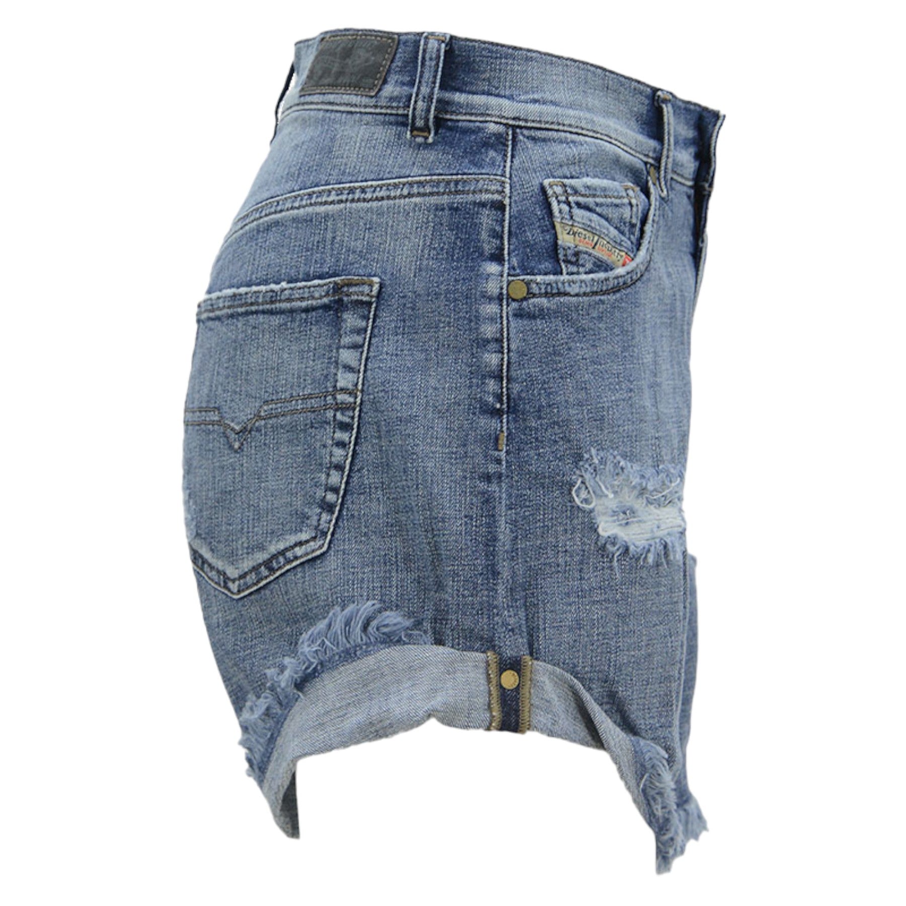 DIESEL DE SCOTT 0849N Denim Jeans Shorts Womens Vintage Stretchy Ripped Shorts
