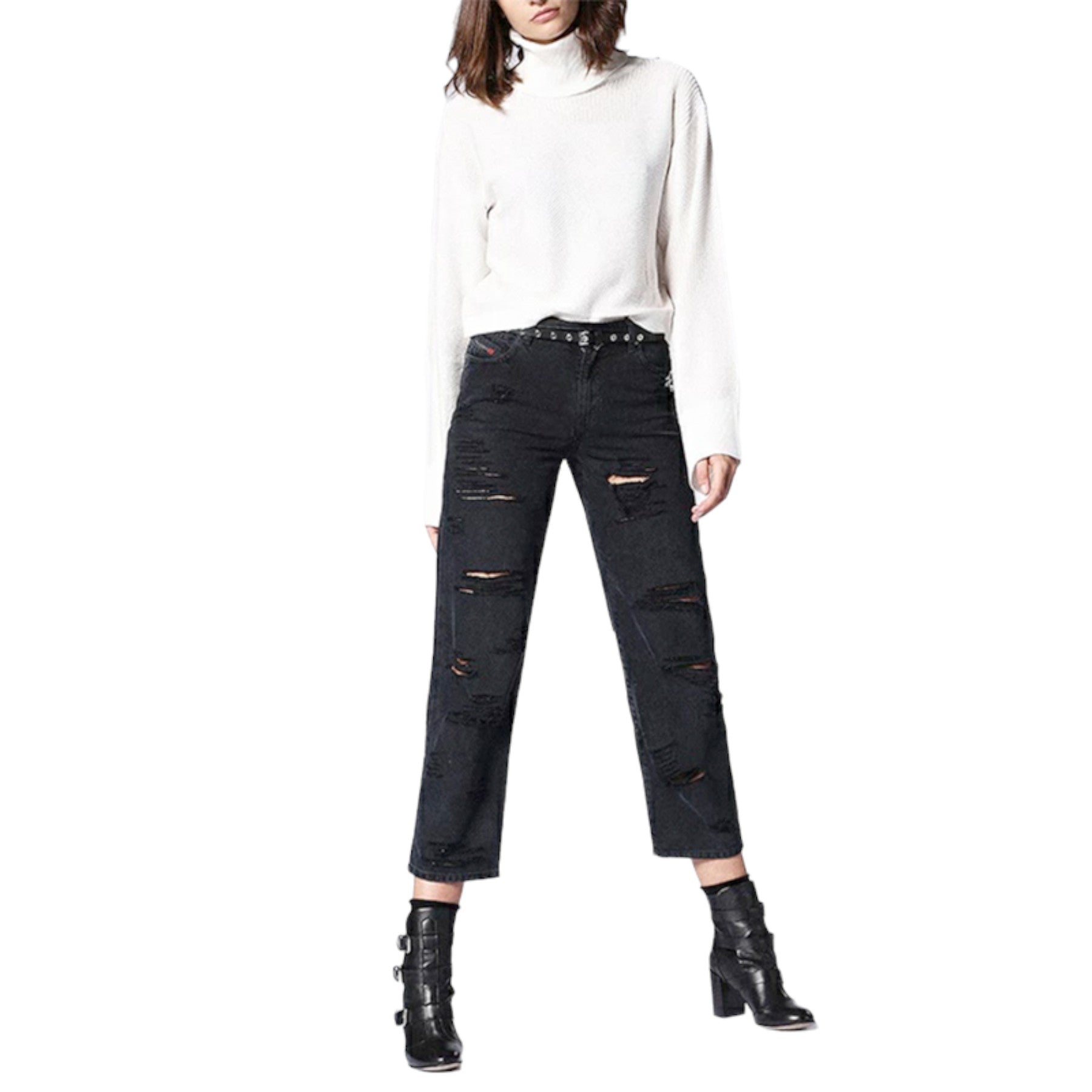 DIESEL M STELLAR Womens High Neck Jumper Pullover Long Sleeve Sweater Casual Top