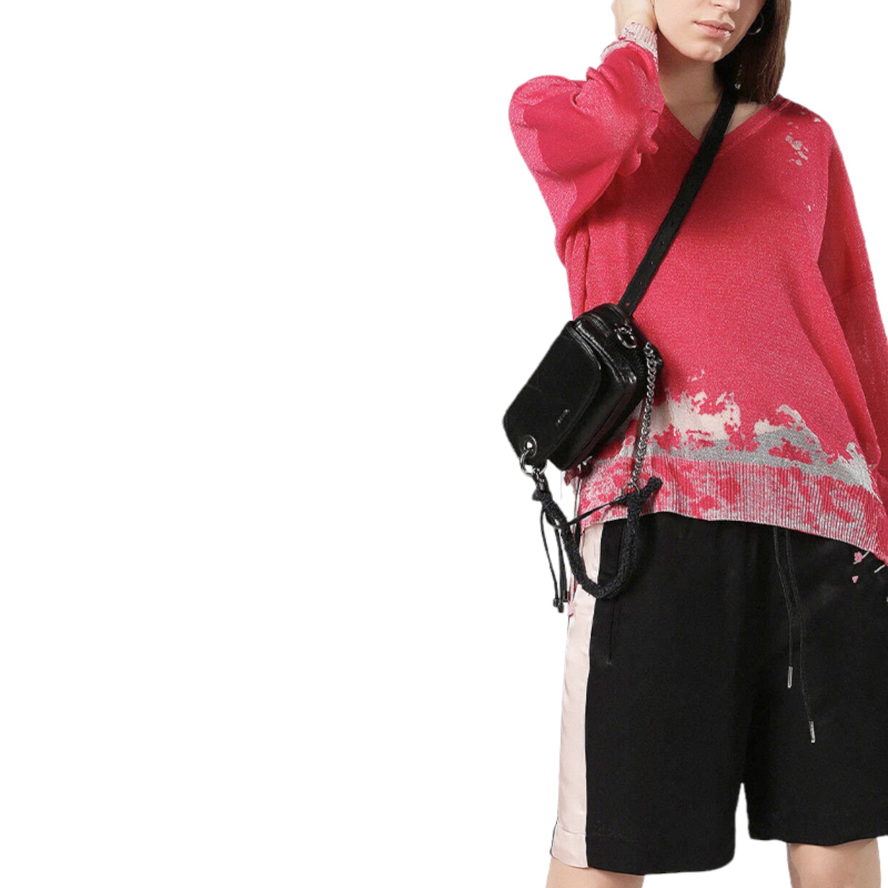 DIESEL M SPOTS Womens Sweater Long Sleeve Pullover V Neck Jumper Casual Top NEW