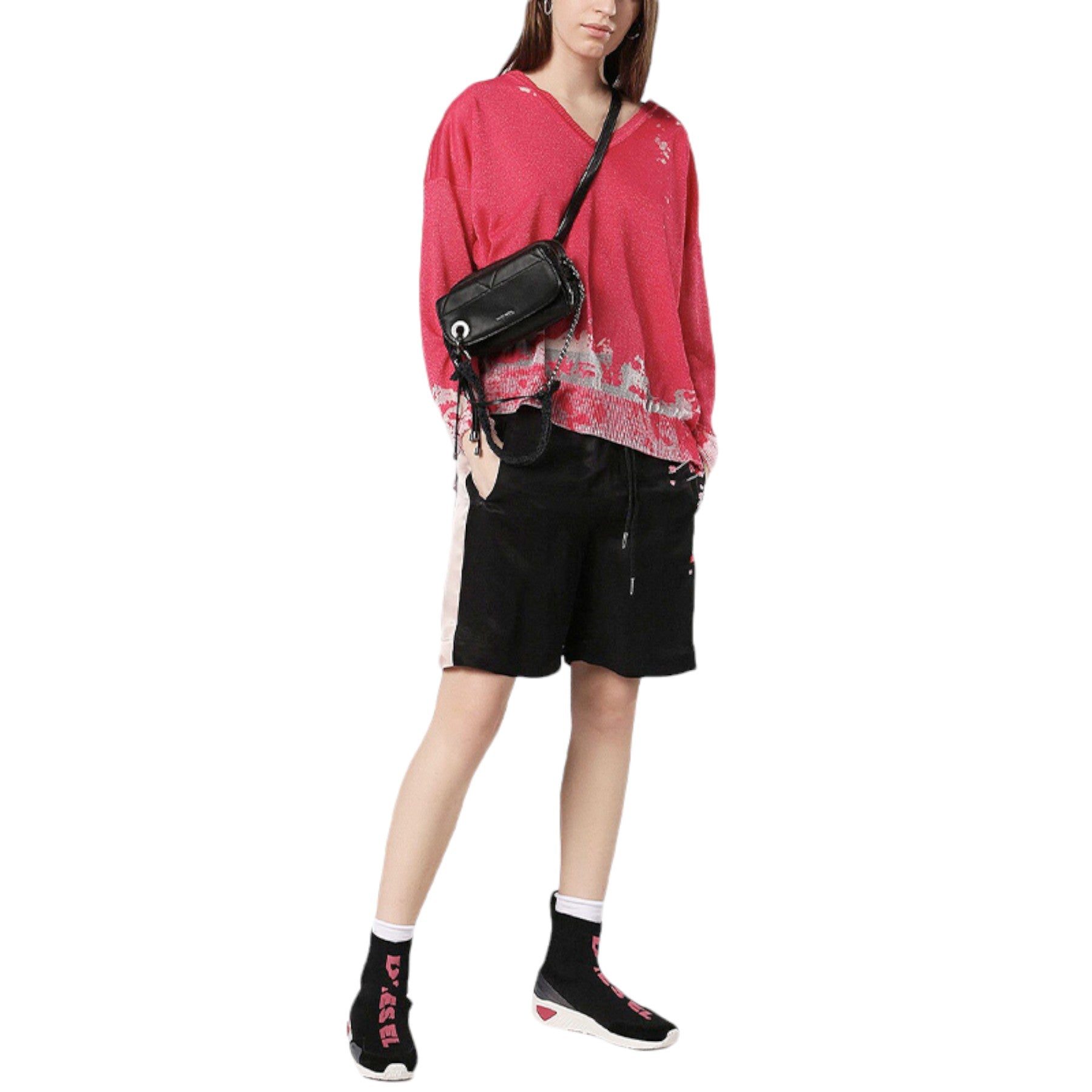 DIESEL M SPOTS Womens Sweater Long Sleeve Pullover V Neck Jumper Casual Top NEW