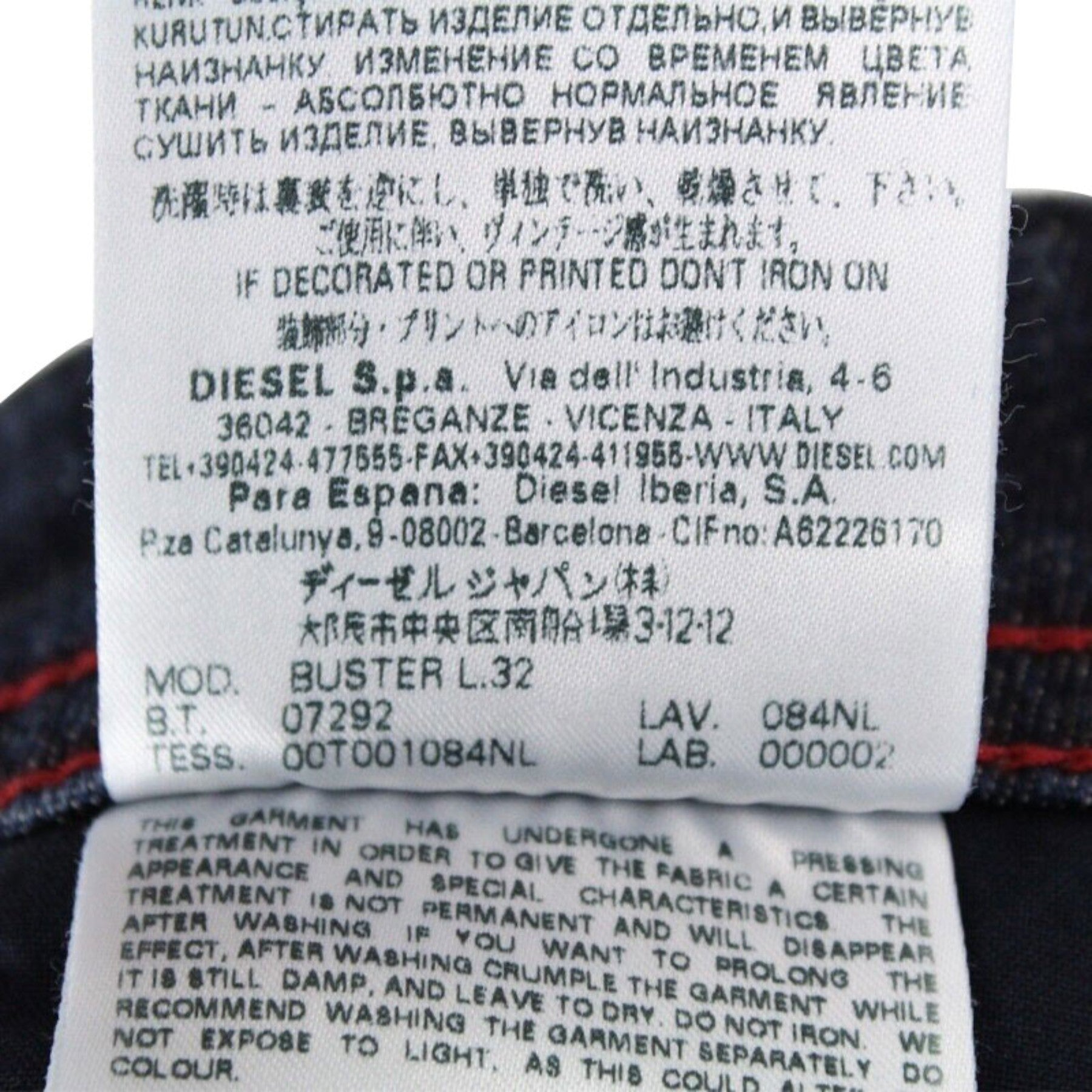 DIESEL BUSTER 084NL Mens Jeans Stretch Cotton Regular Fit Casual Denim Pants NEW