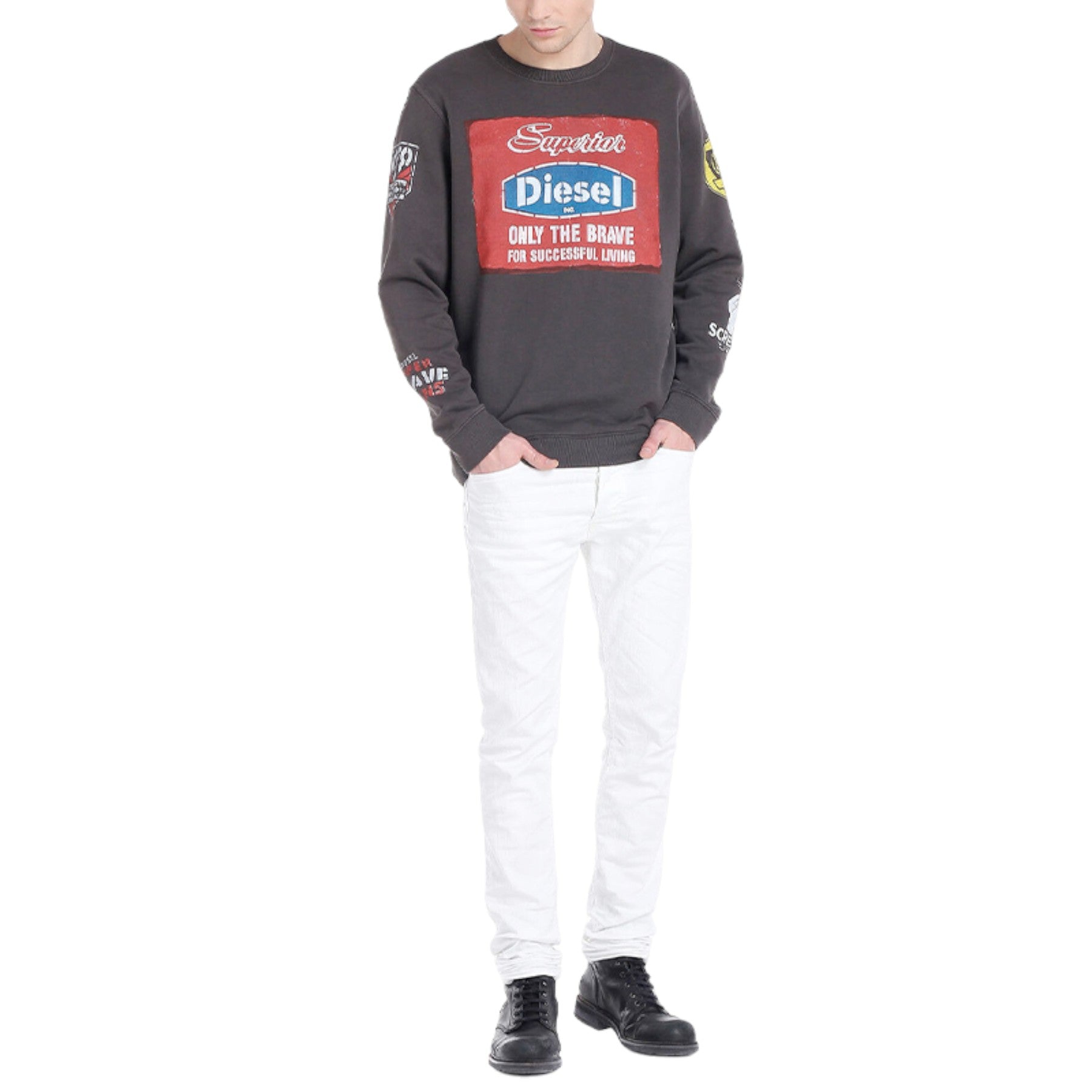 DIESEL TEPPHAR 0840R Mens Denim Jeans Straight Leg Basic Casual White Pants NEW