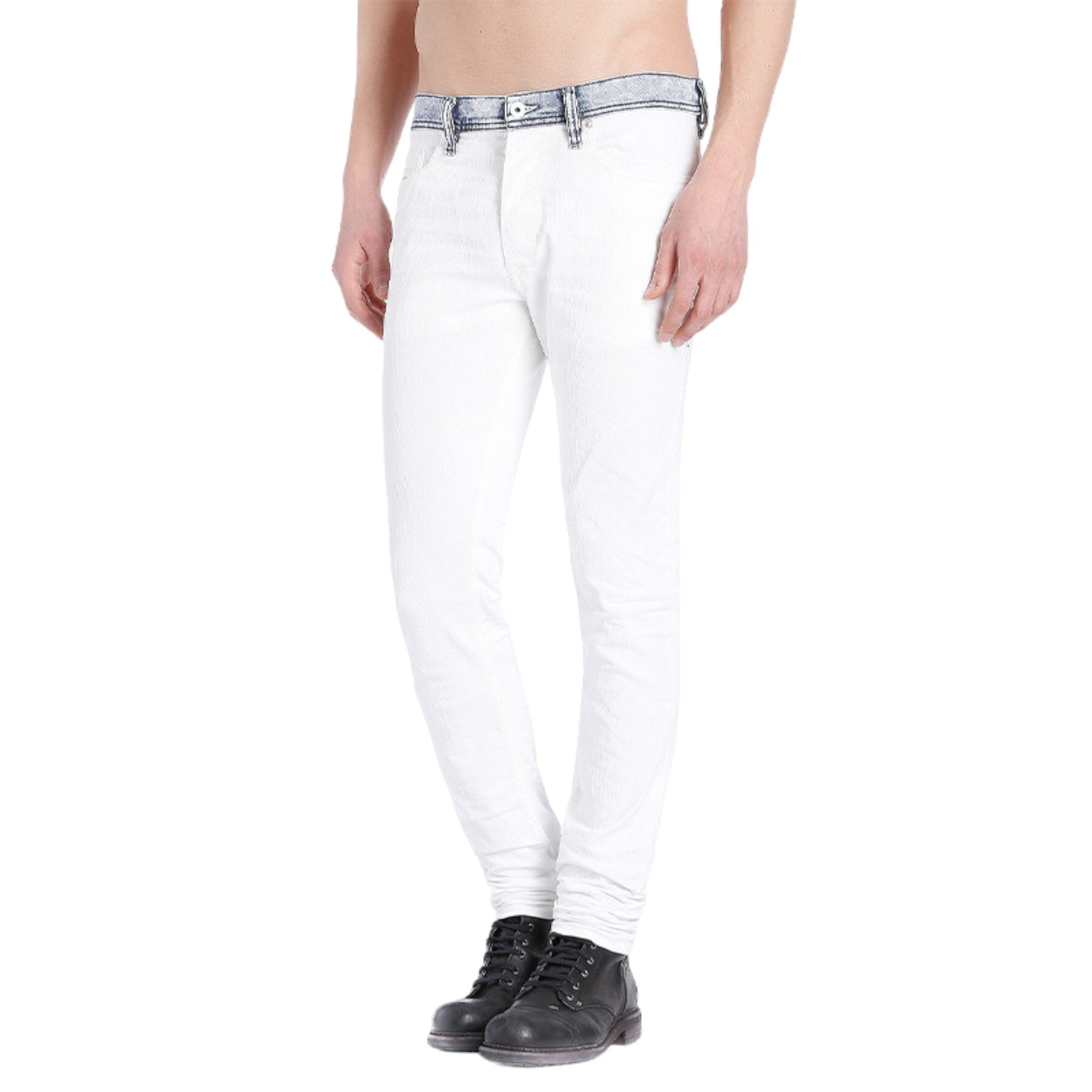 DIESEL TEPPHAR 0840R Mens Denim Jeans Straight Leg Basic Casual White Pants NEW