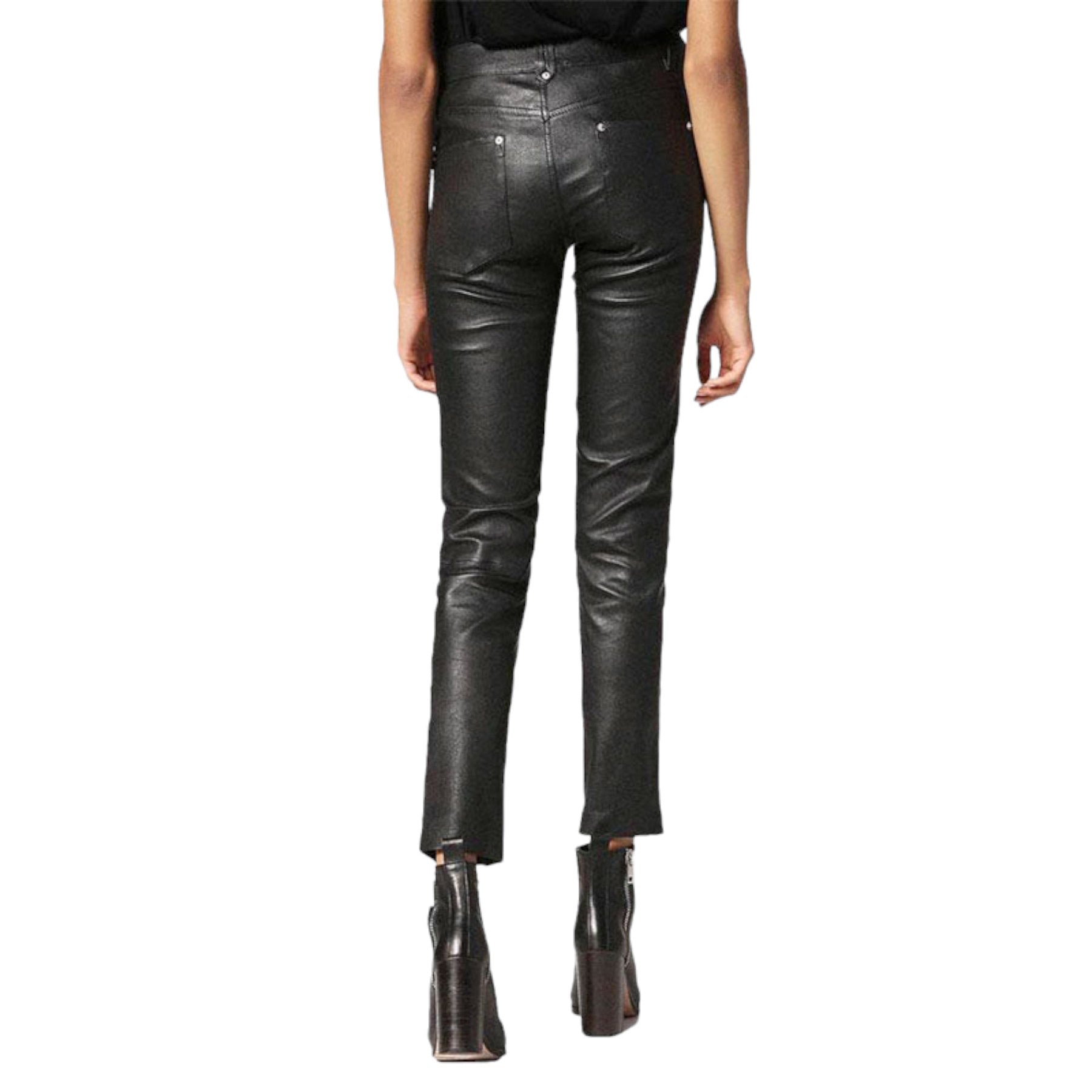 DIESEL L TIME 0SARA Womens Leather Jeans Slim Fit Casual Tapered Party Trousers