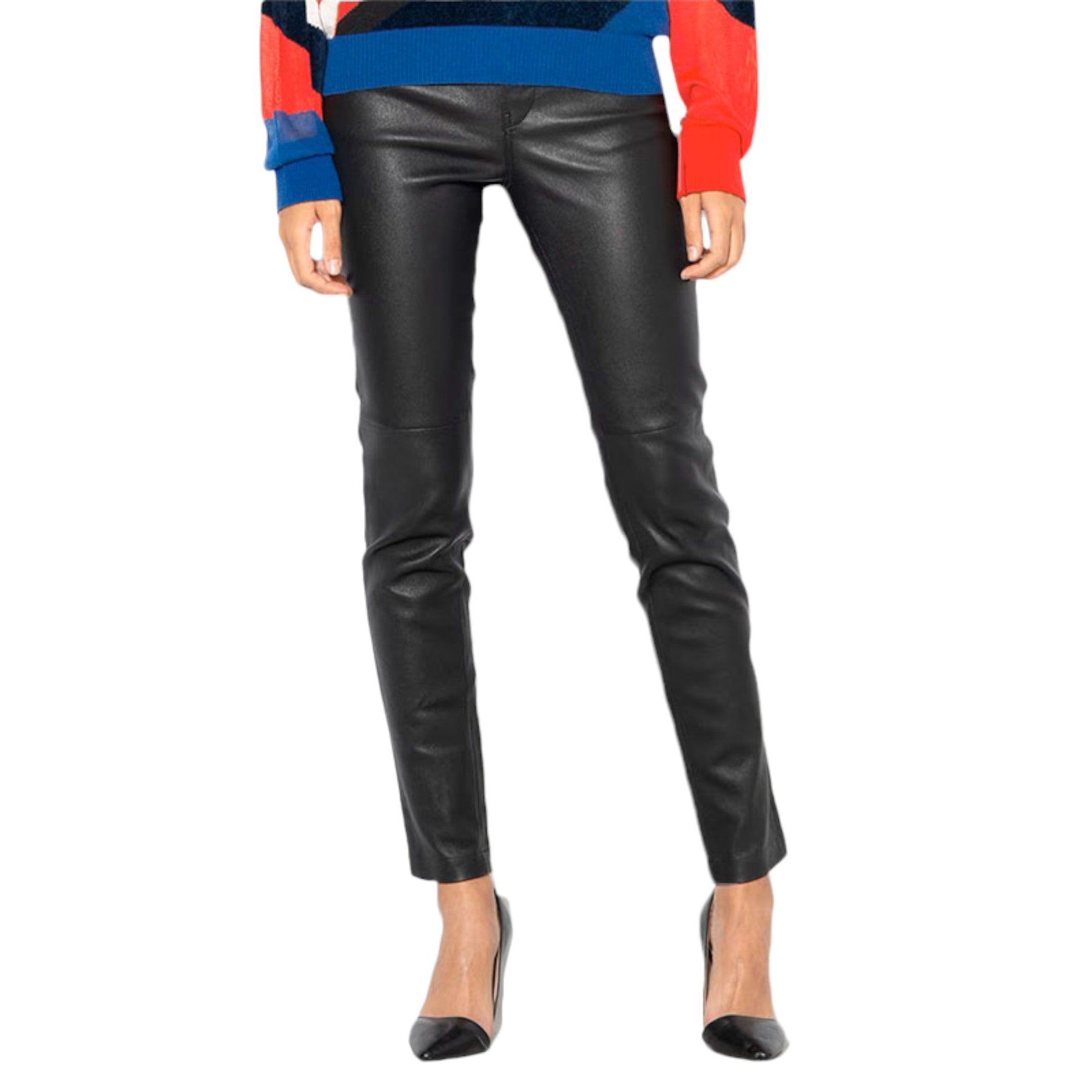 DIESEL L TIME 0SARA Womens Leather Jeans Slim Fit Casual Tapered Party Trousers