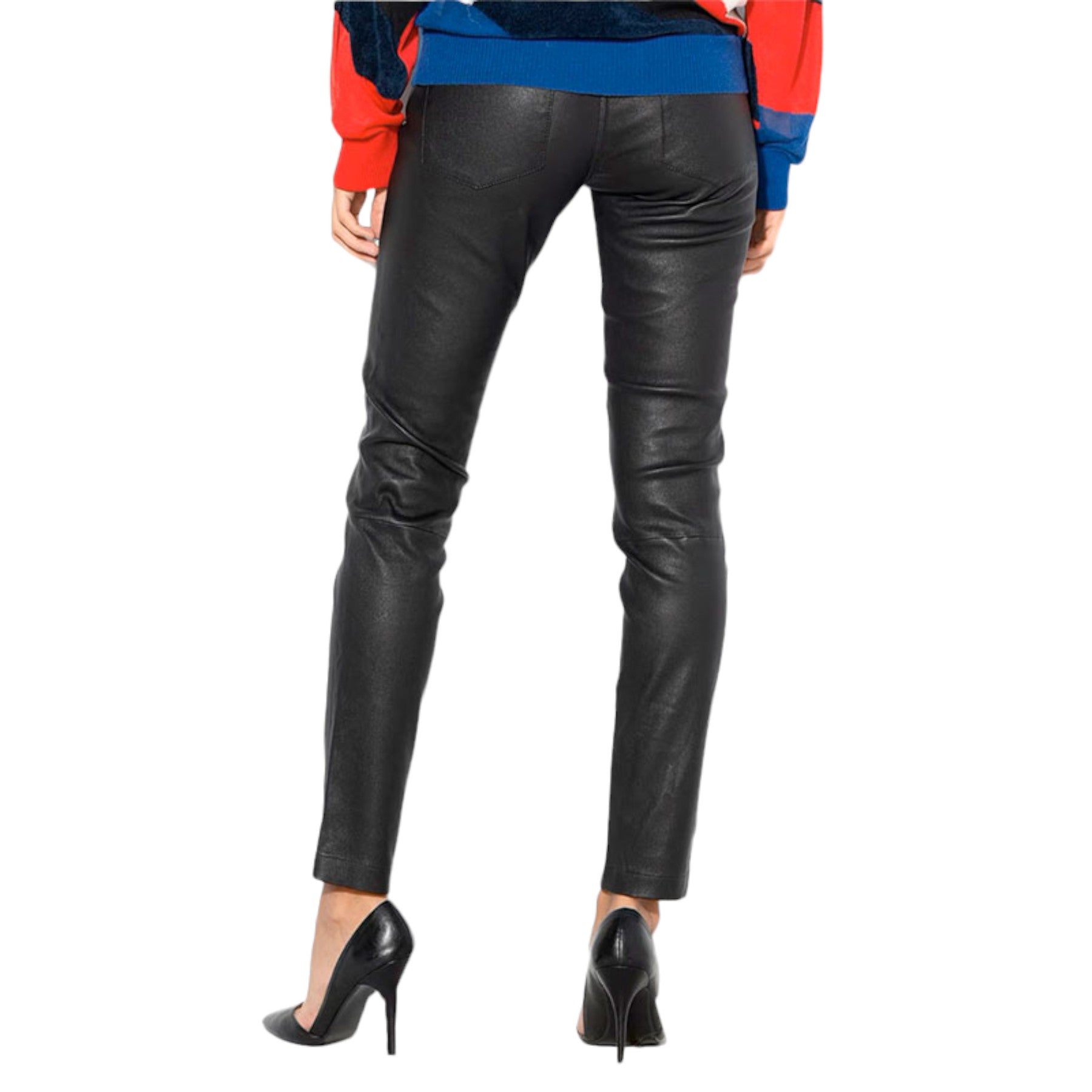 DIESEL L TIME 0SARA Womens Leather Jeans Slim Fit Casual Tapered Party Trousers