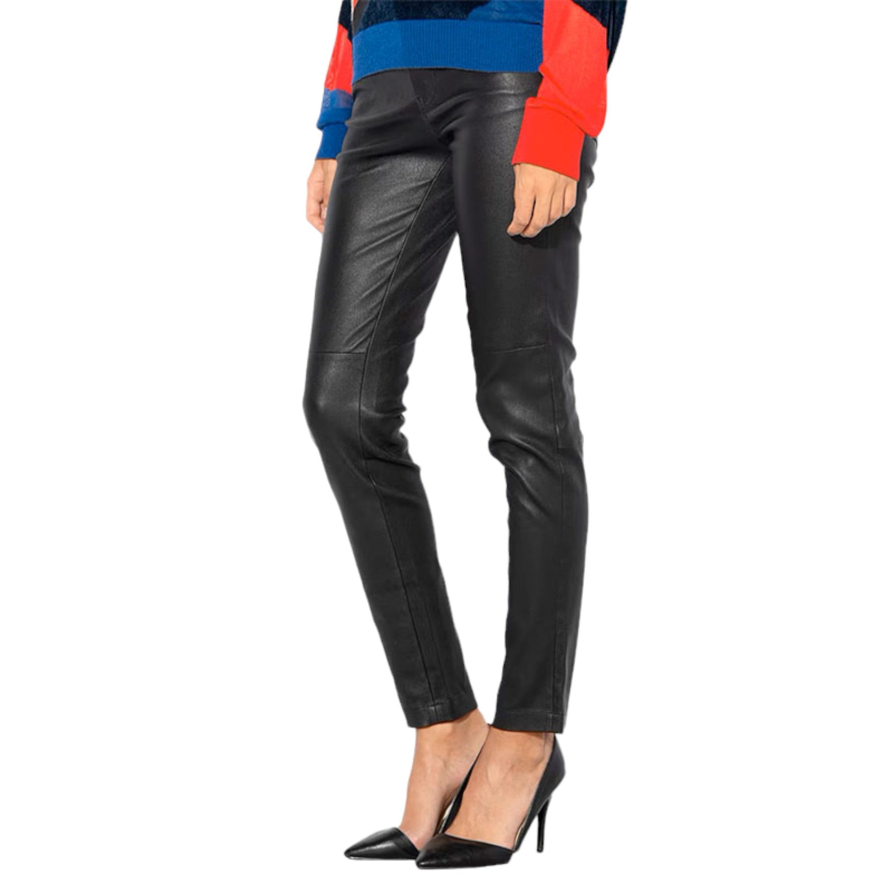 DIESEL L TIME 0SARA Womens Leather Jeans Slim Fit Casual Tapered Party Trousers