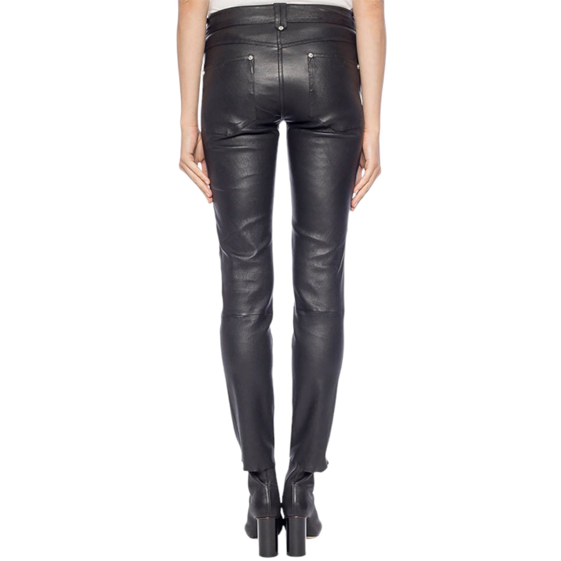 DIESEL L TIME A 0SARA Womens Jeans Leather Slim Fit Party Black Biker Pants W27