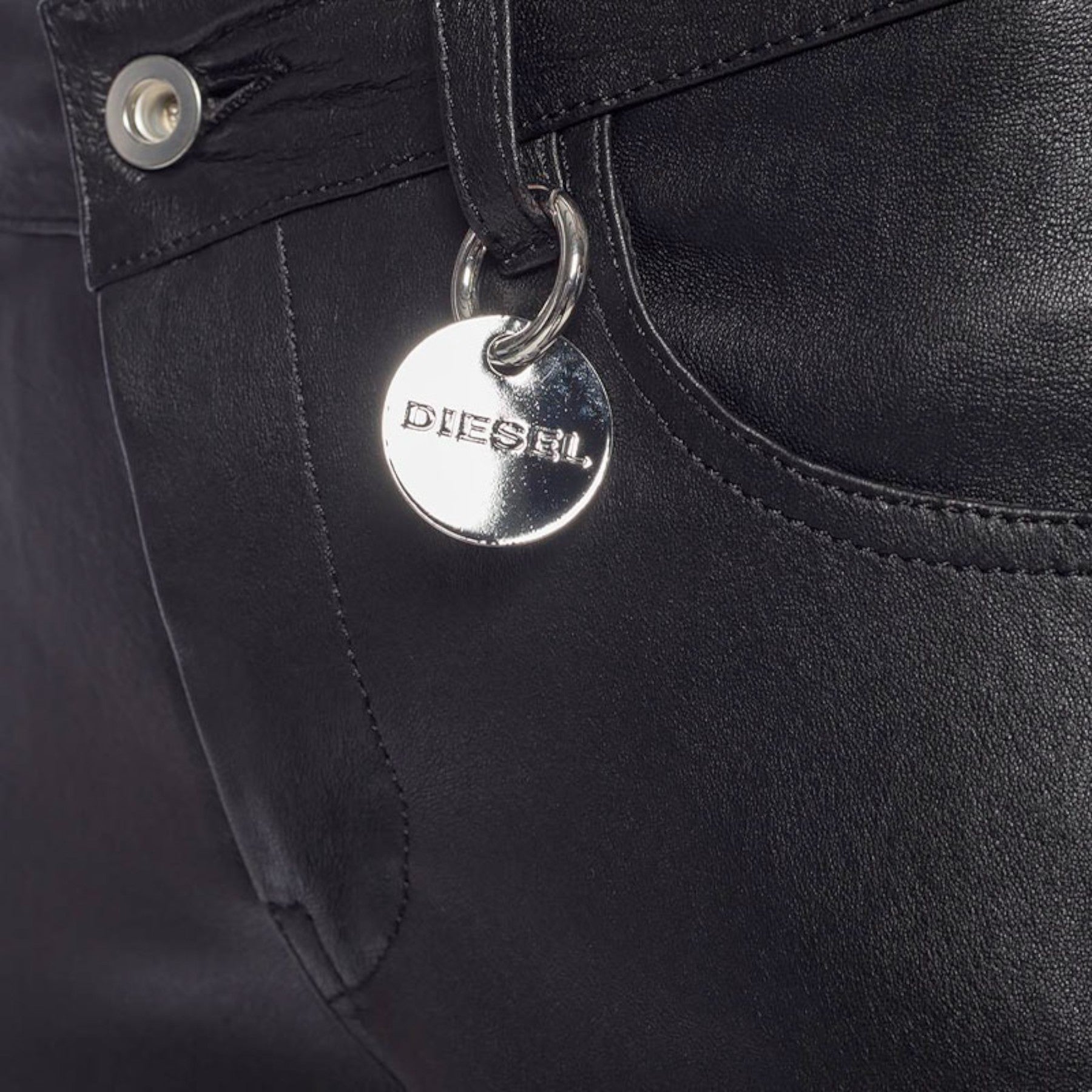 DIESEL L TIME A 0SARA Womens Jeans Leather Slim Fit Party Black Biker Pants W27