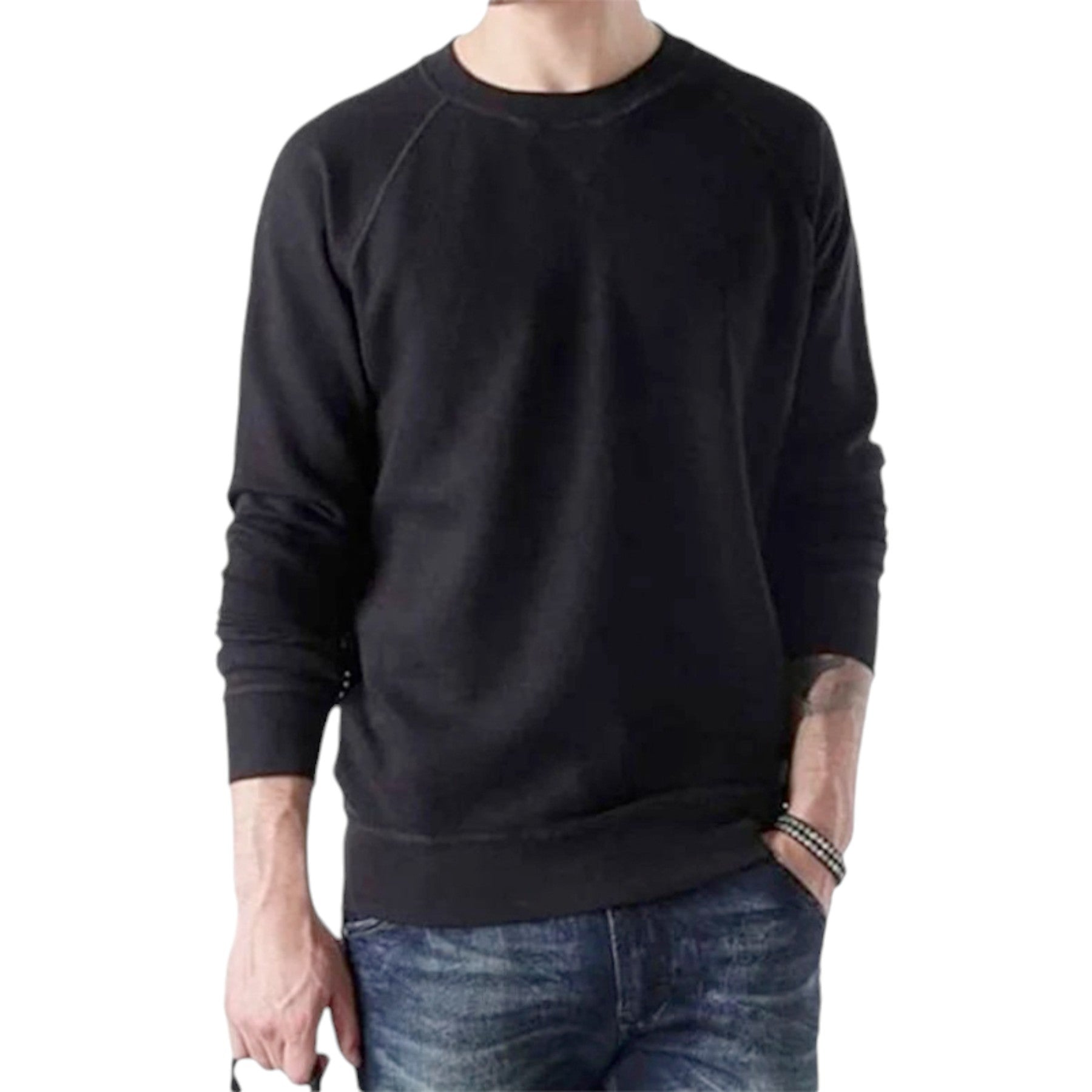 DIESEL S JAPPIE Mens Sweatshirts Crew Neck Pullover Reversible Casual Top Black