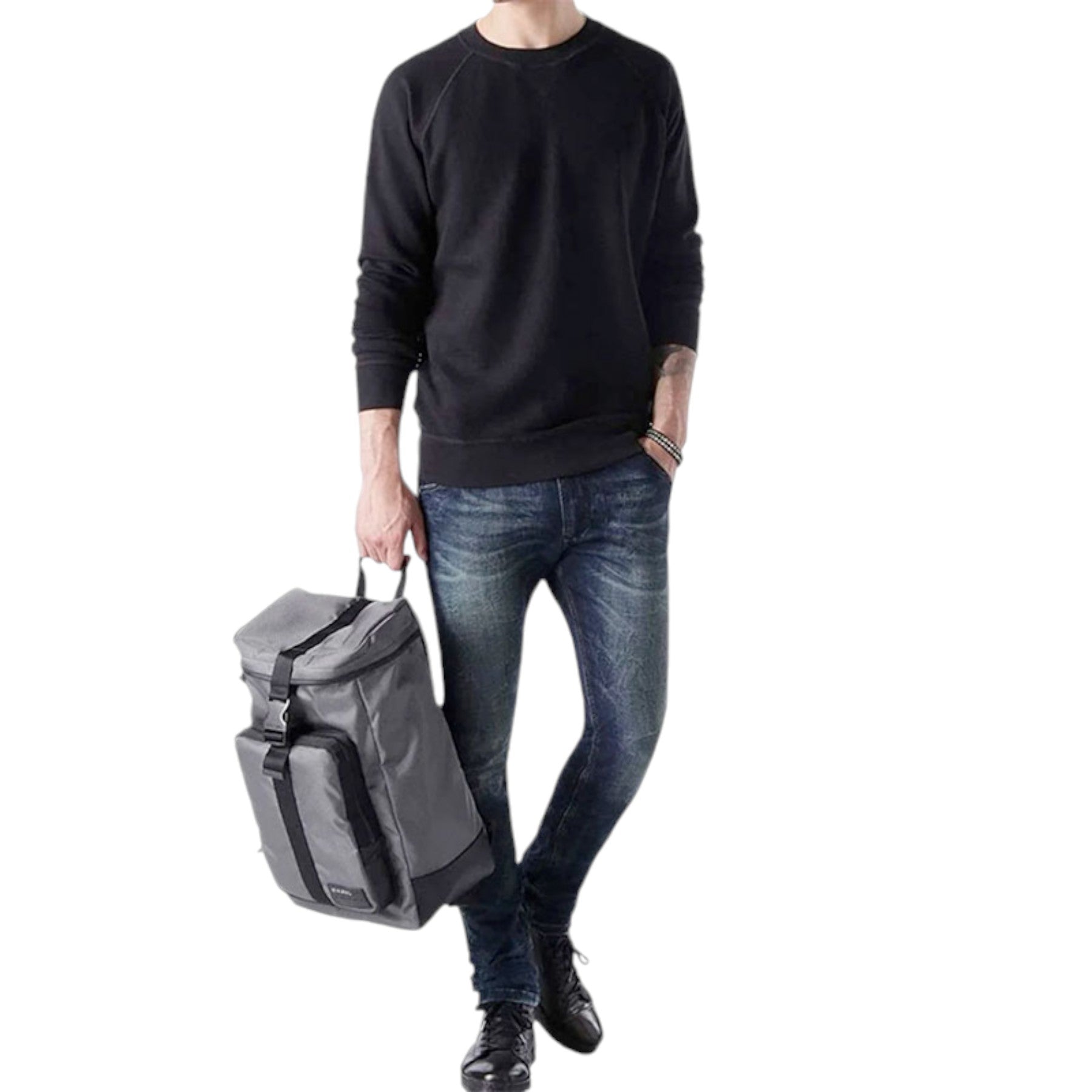 DIESEL S JAPPIE Mens Sweatshirts Crew Neck Pullover Reversible Casual Top Black