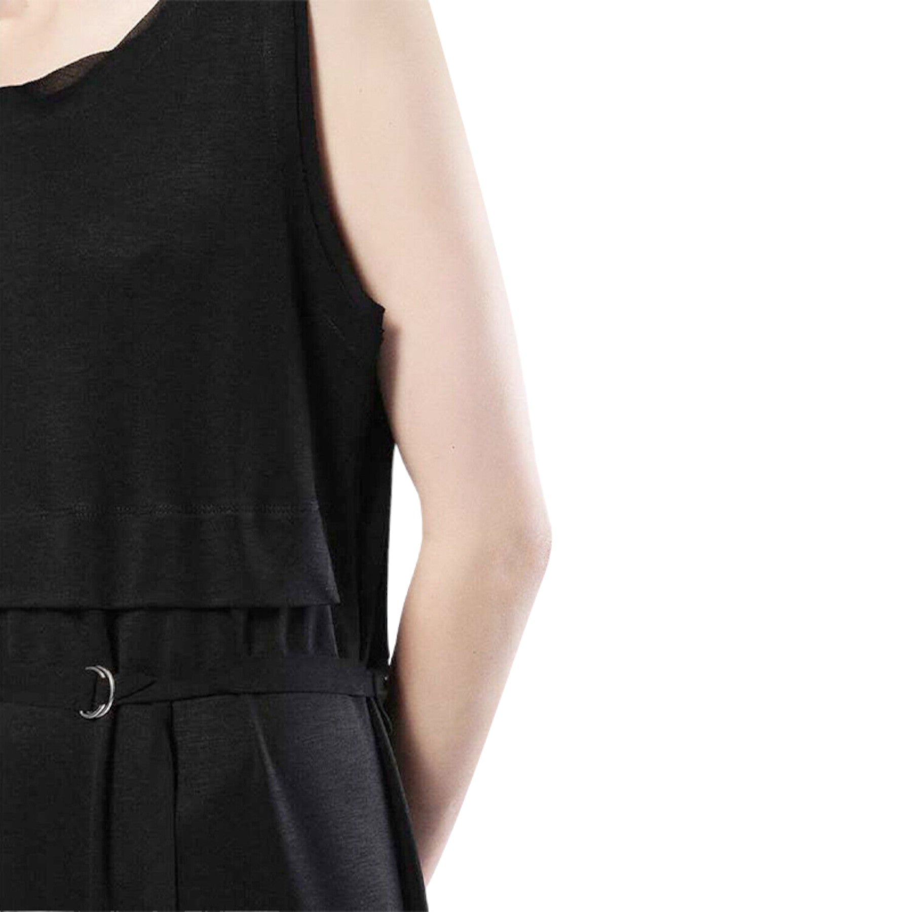 DIESEL D LETO LONG ABITO Womens Long Dress Black Summer Crew Neck Belt Maxi Tops