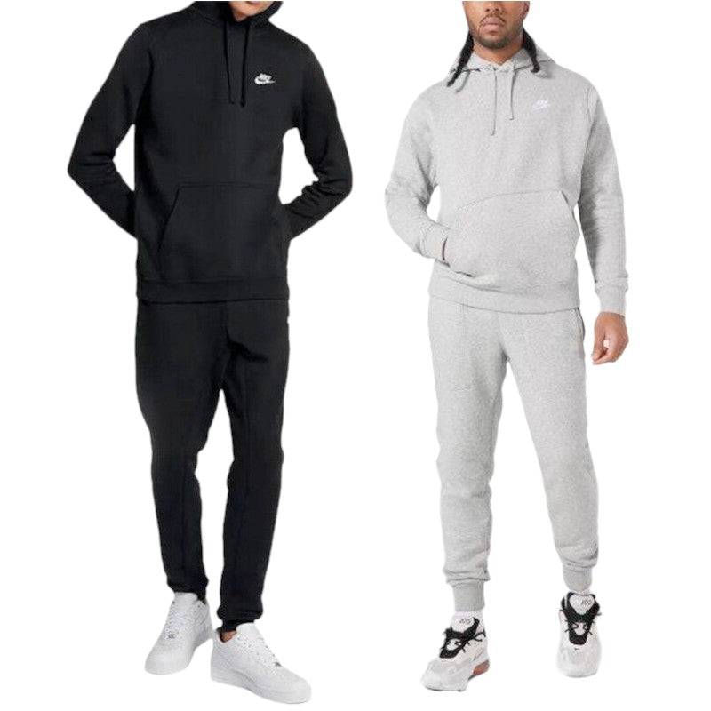 NIKE Club Mens Full Tracksuits Hoodie Joggers Casual Sweat Gym Bottom Black S-XL