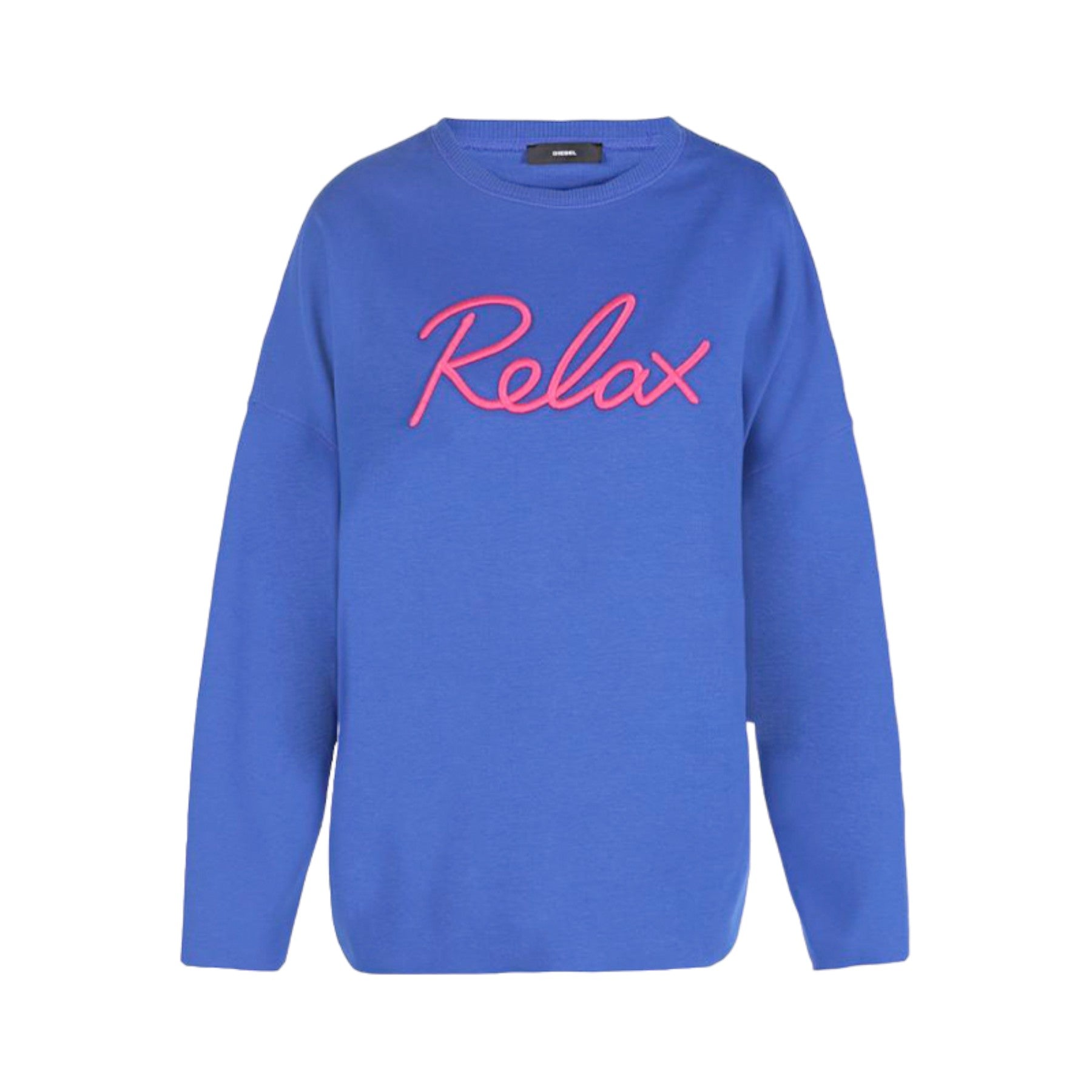 DIESEL F GERTRUDE Womens Crew Neck Sweatshirt Ribbed Casual Blue Pullover Jumper