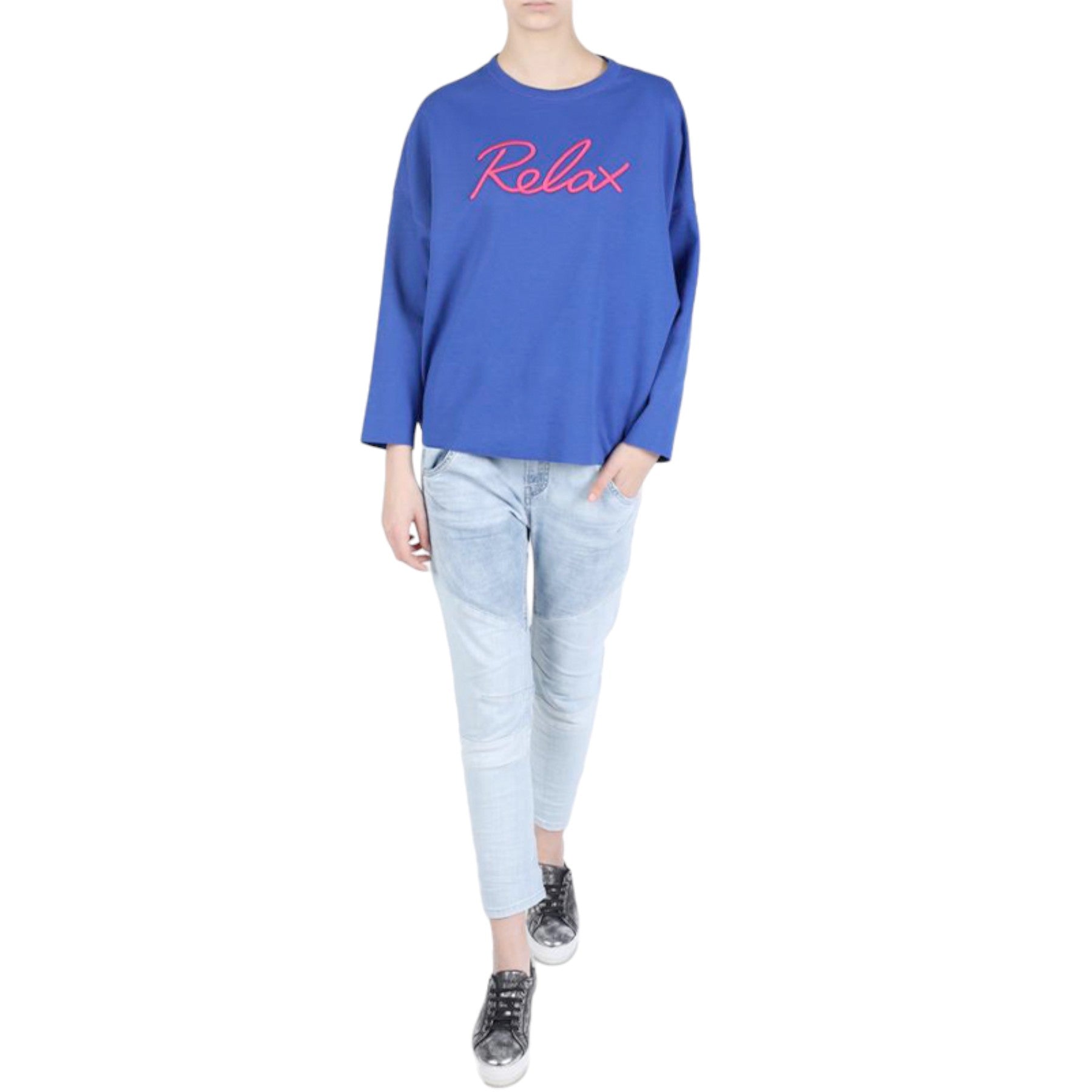 DIESEL F GERTRUDE Womens Crew Neck Sweatshirt Ribbed Casual Blue Pullover Jumper