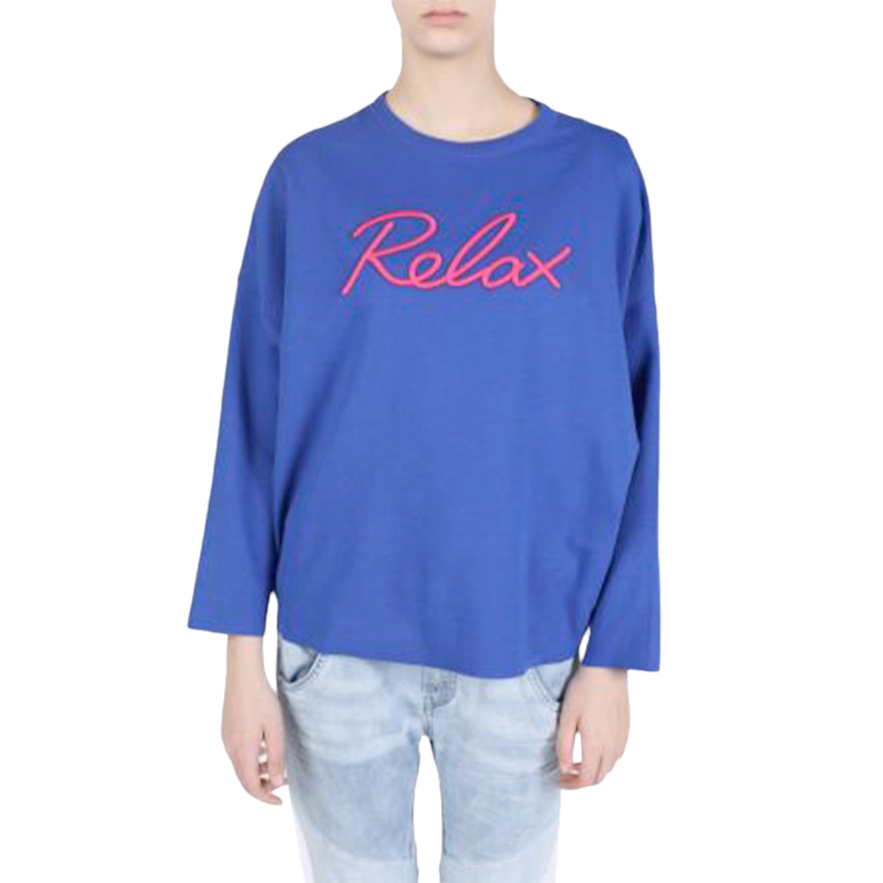 DIESEL F GERTRUDE Womens Crew Neck Sweatshirt Ribbed Casual Blue Pullover Jumper