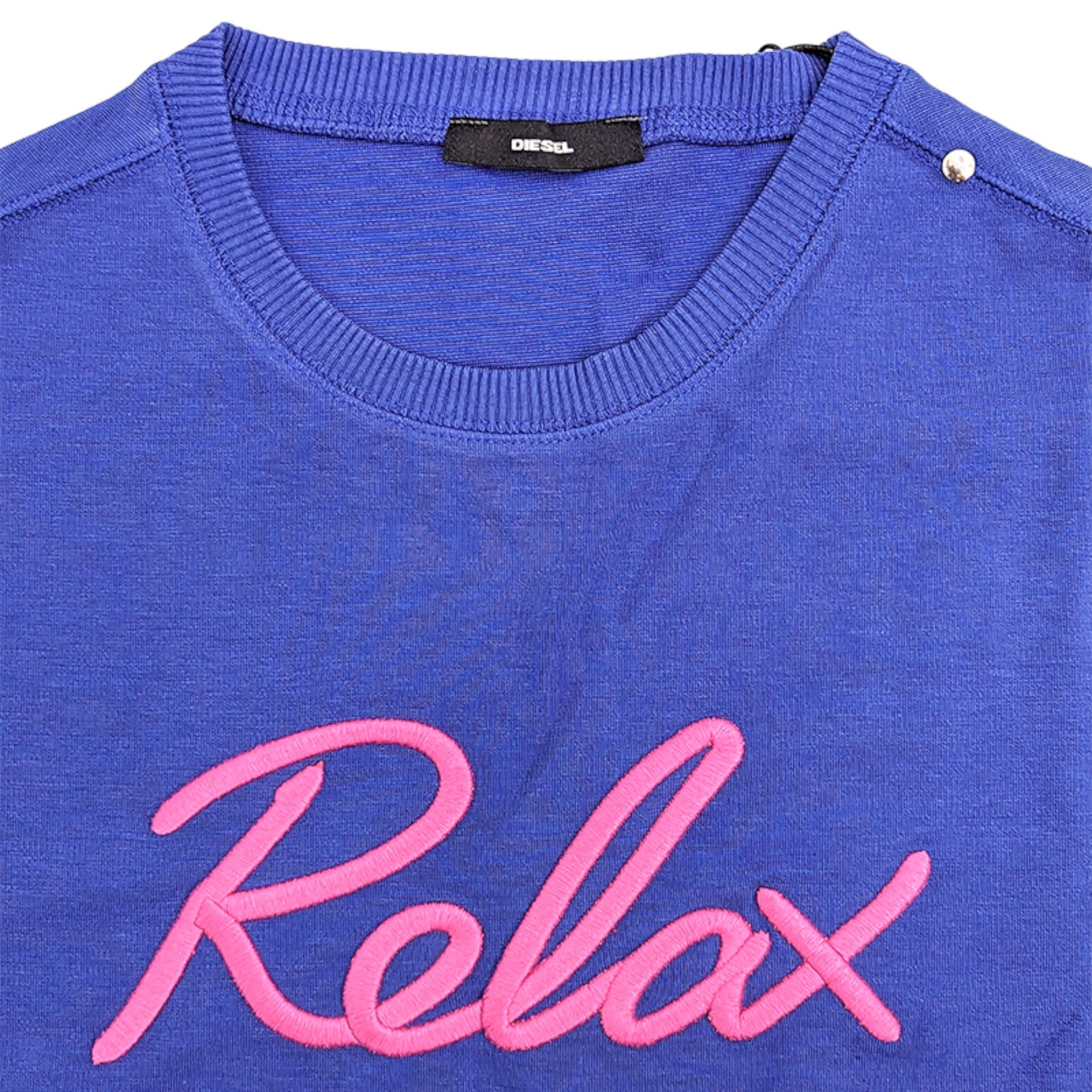 DIESEL F GERTRUDE Womens Crew Neck Sweatshirt Ribbed Casual Blue Pullover Jumper