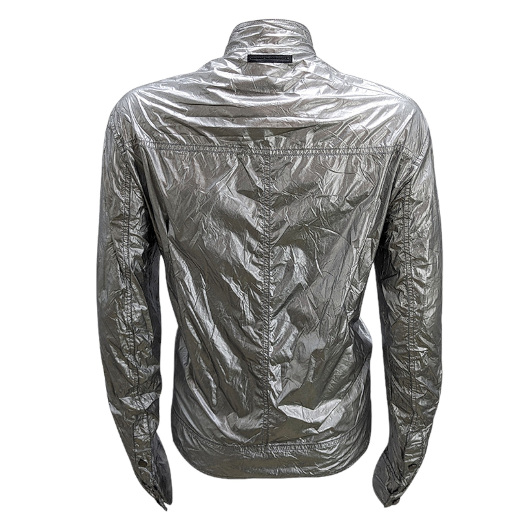 DIESEL JAT MATAL Womens Biker Jackets Ladies Zip Up Silver Winter Outwear Coat S