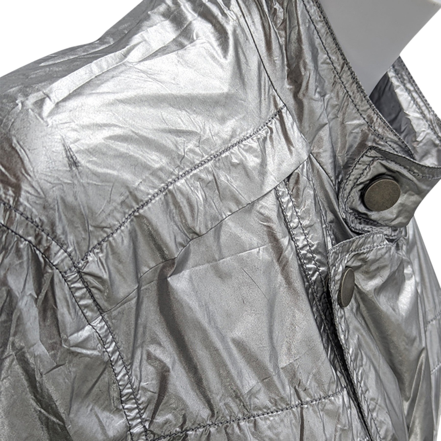 DIESEL JAT MATAL Womens Biker Jackets Ladies Zip Up Silver Winter Outwear Coat S