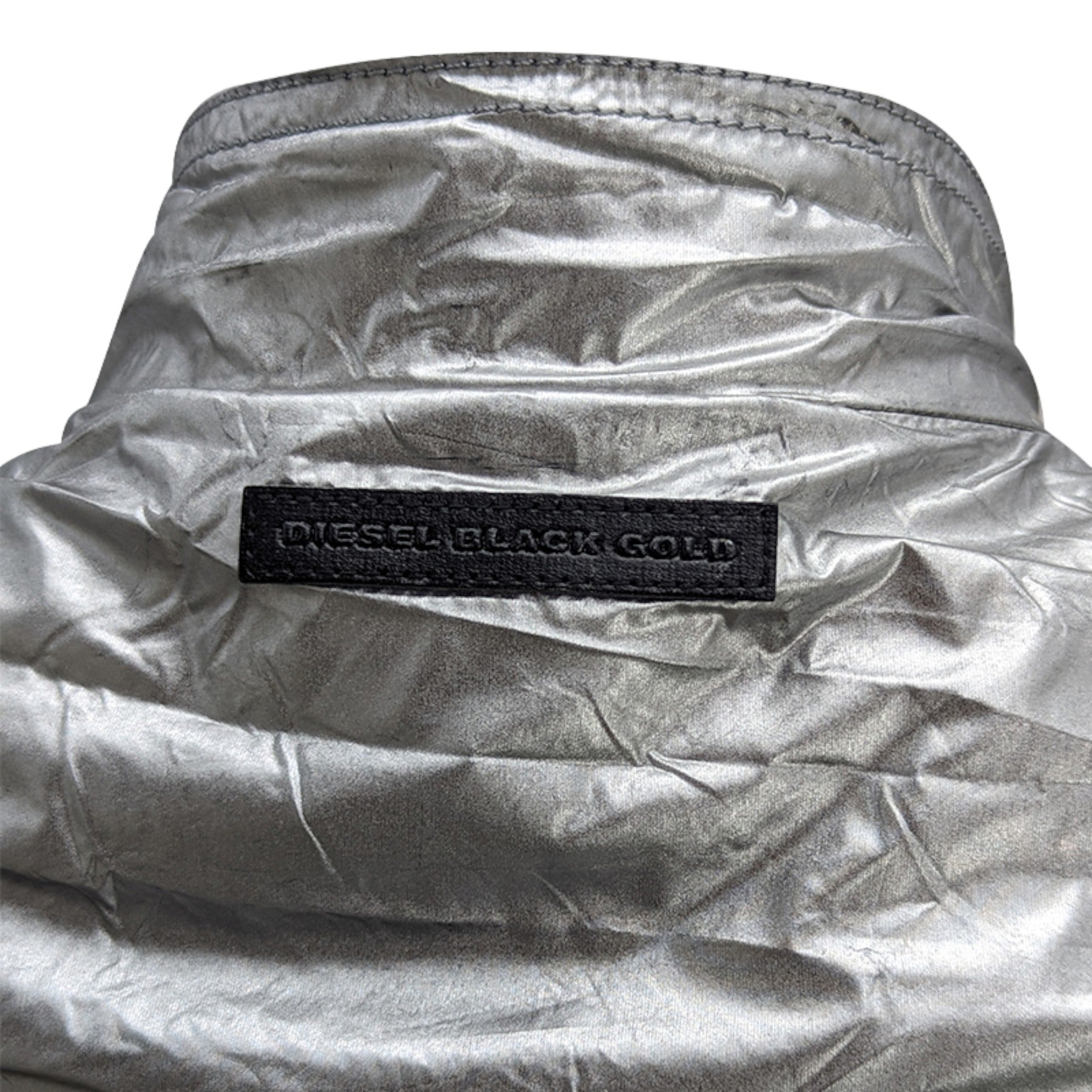 DIESEL JAT MATAL Womens Biker Jackets Ladies Zip Up Silver Winter Outwear Coat S