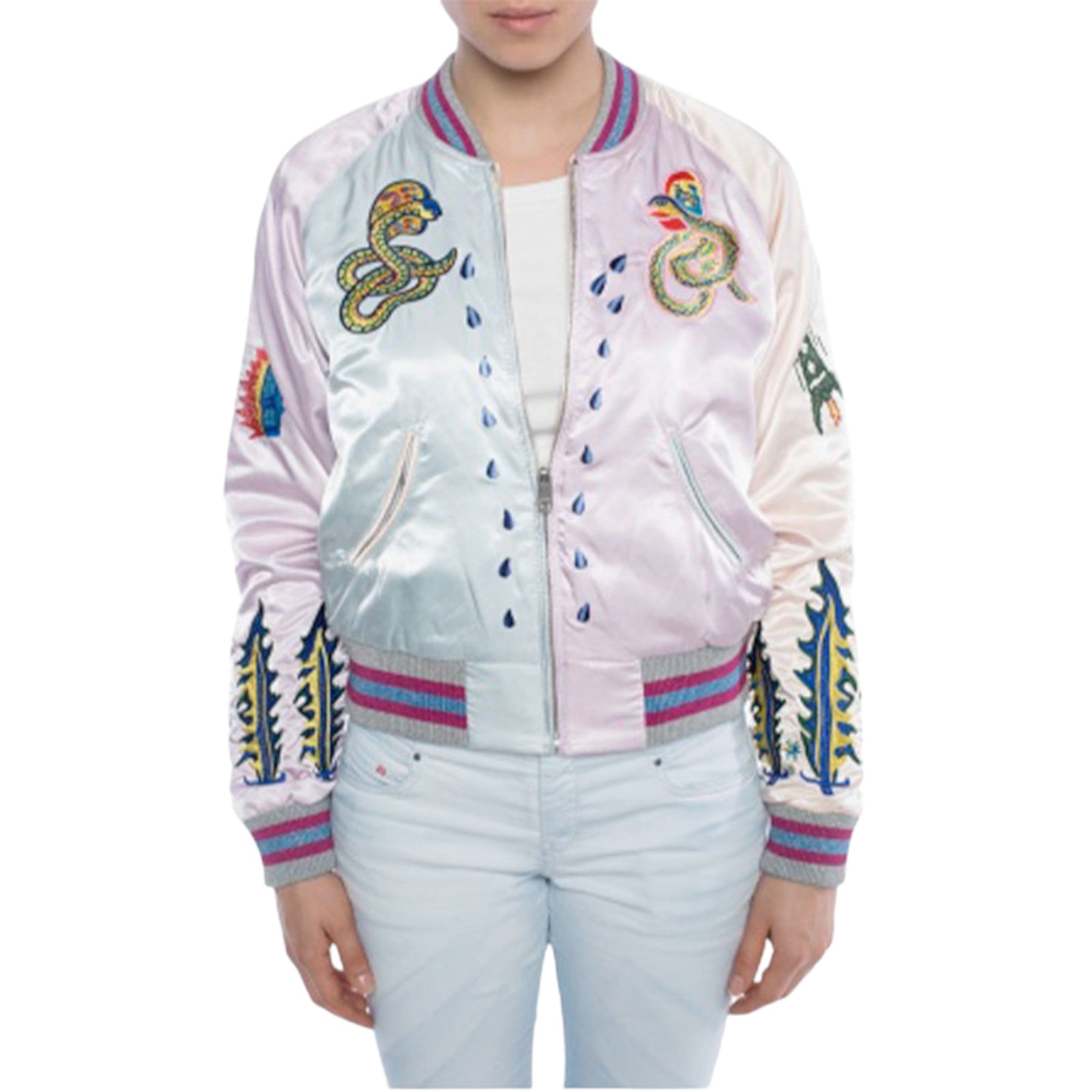 DIESEL G ABSOL Womens Bomber Jacket Pink Ladies Reversible Jacket Winter Outwear