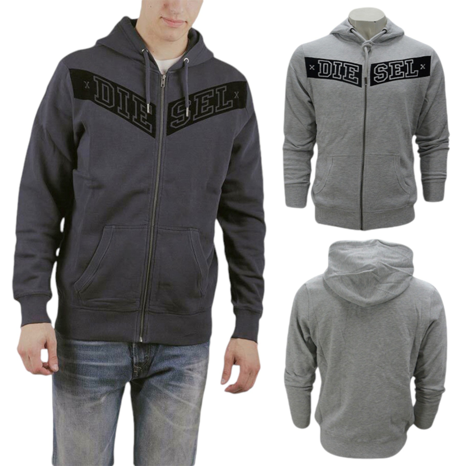 DIESEL S AUV Mens Hoodies Gym Casual Sweatshirt Top Full Zip Hoody Jumper Bottom