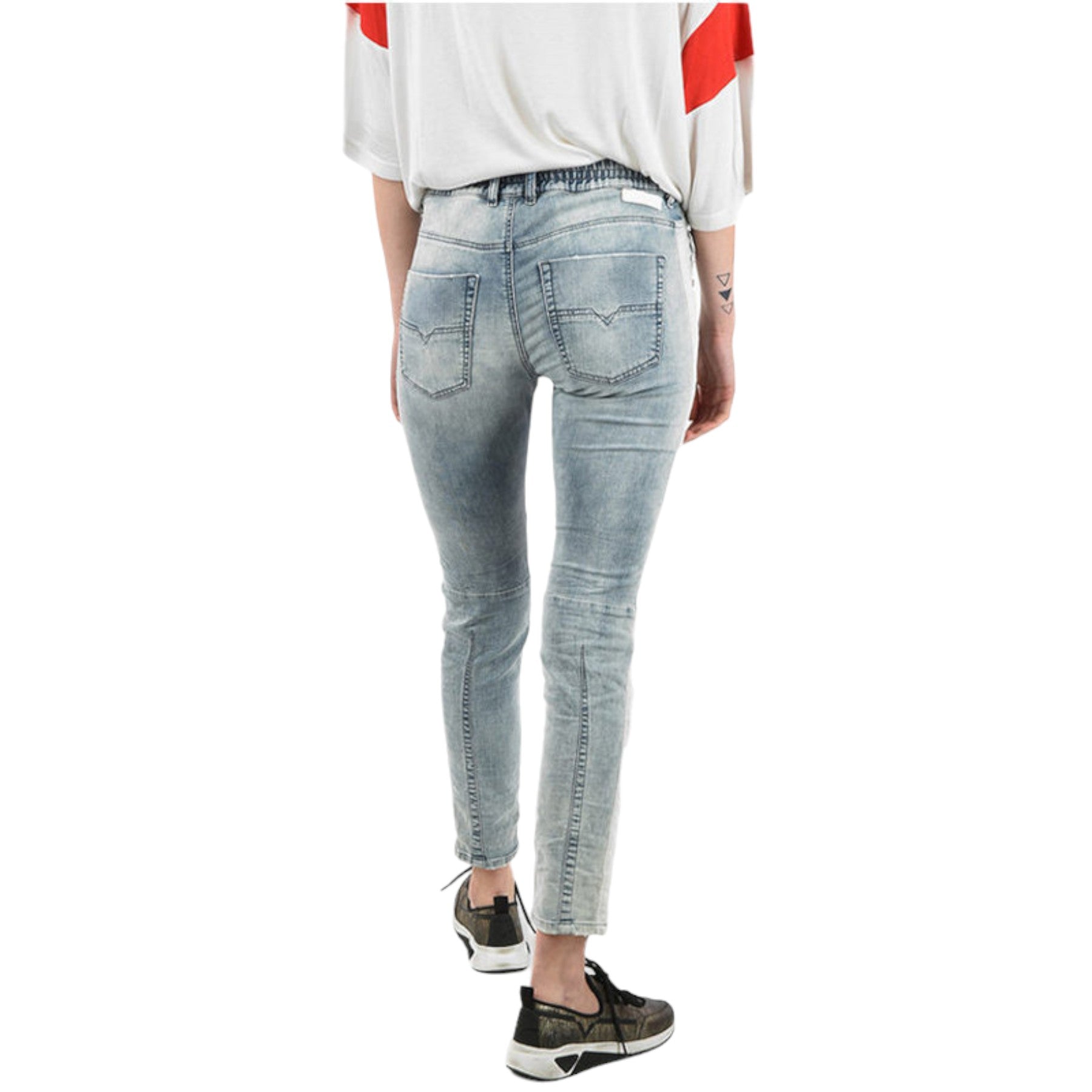 DIESEL KRAILEY SP NE 0672G Womens Denim Jeans Distress Slim Fit Sweat Jogg Pants