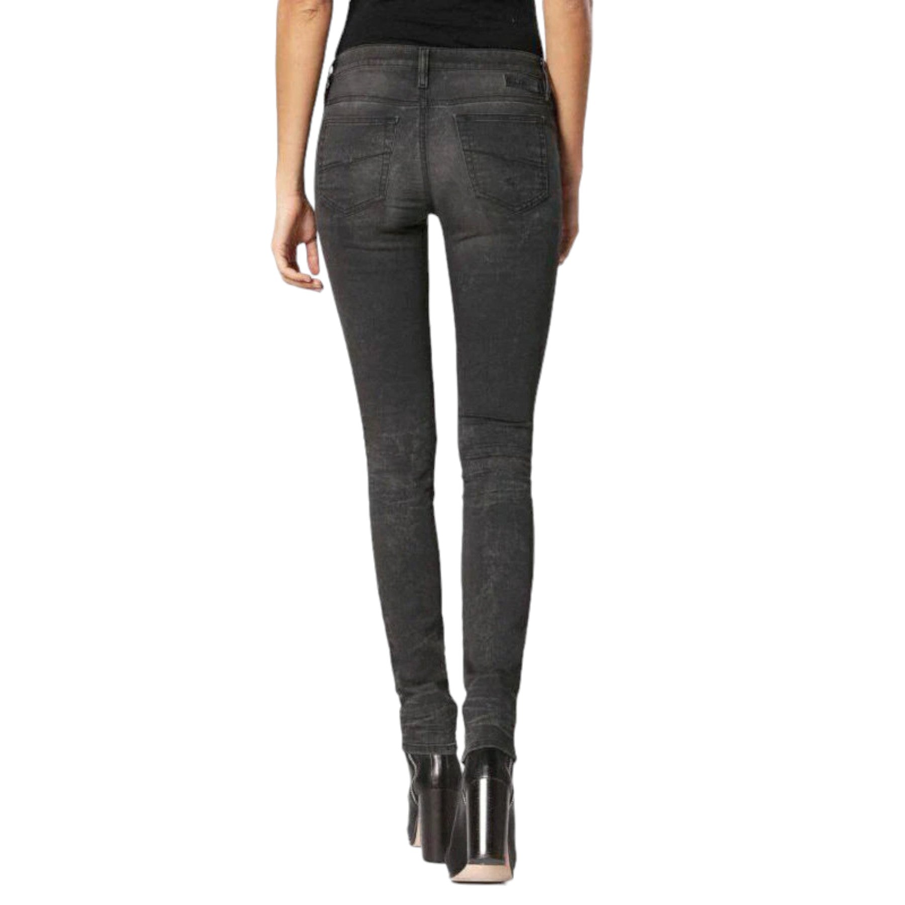 DIESEL SKINZEE NE 0685S Womens Denim Jogg Jeans Super Slim Fit Sweat Pants Black