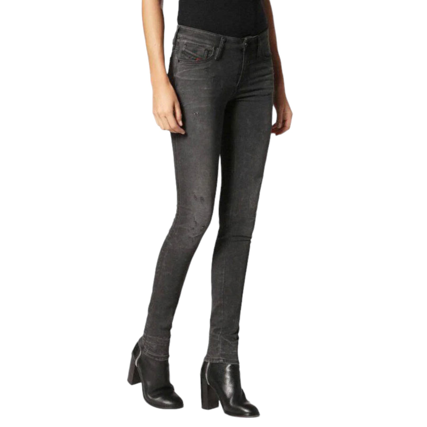 DIESEL SKINZEE NE 0685S Womens Denim Jogg Jeans Super Slim Fit Sweat Pants Black