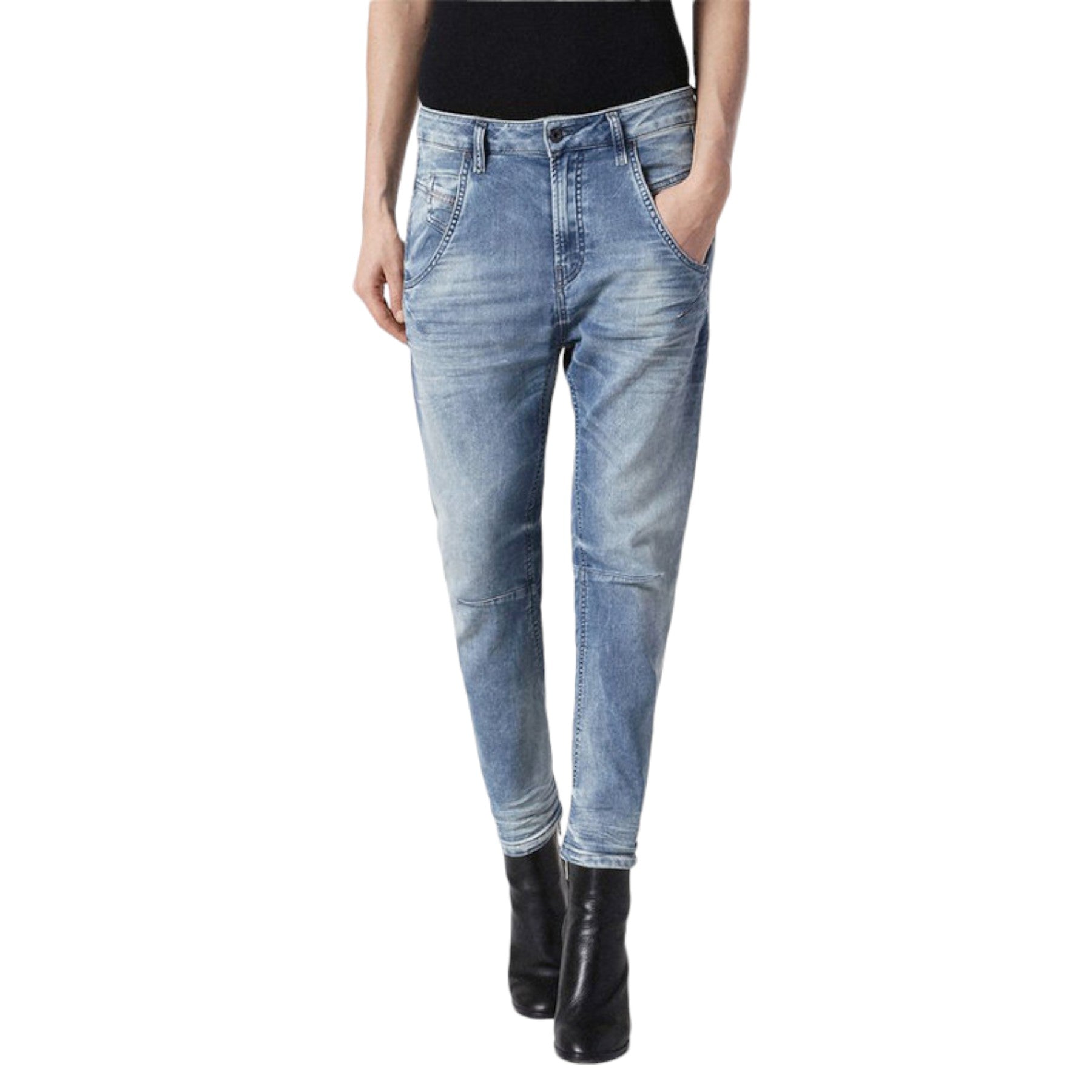 DIESEL FAYZA-NE 0855C Womens Denim Jogg Jeans Regular Fit Tapered Casual Pants