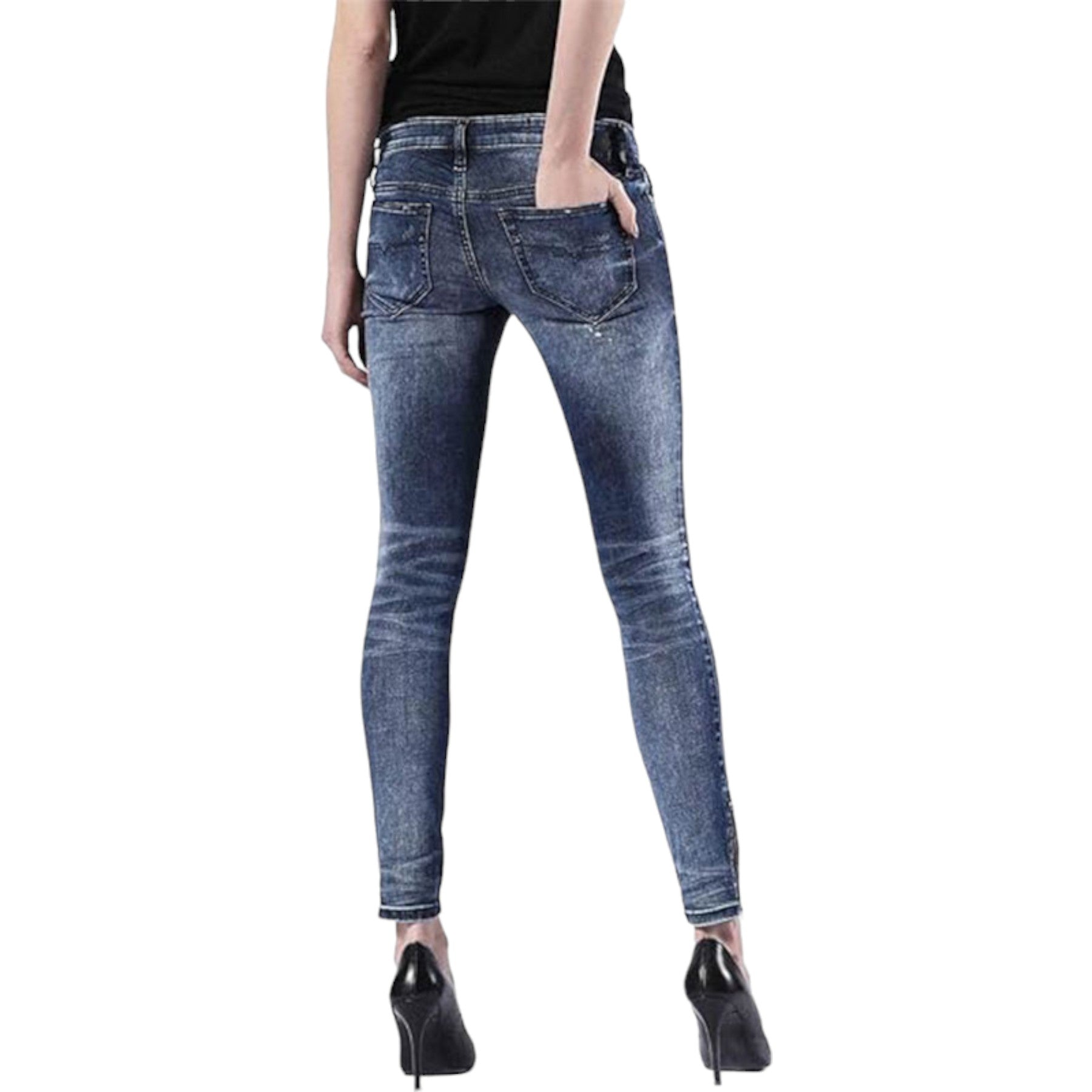 DIESEL SKINZEE LOW ZIP 0674K Womens Denim Jogg Jeans Super Slim Fit Sweatpants