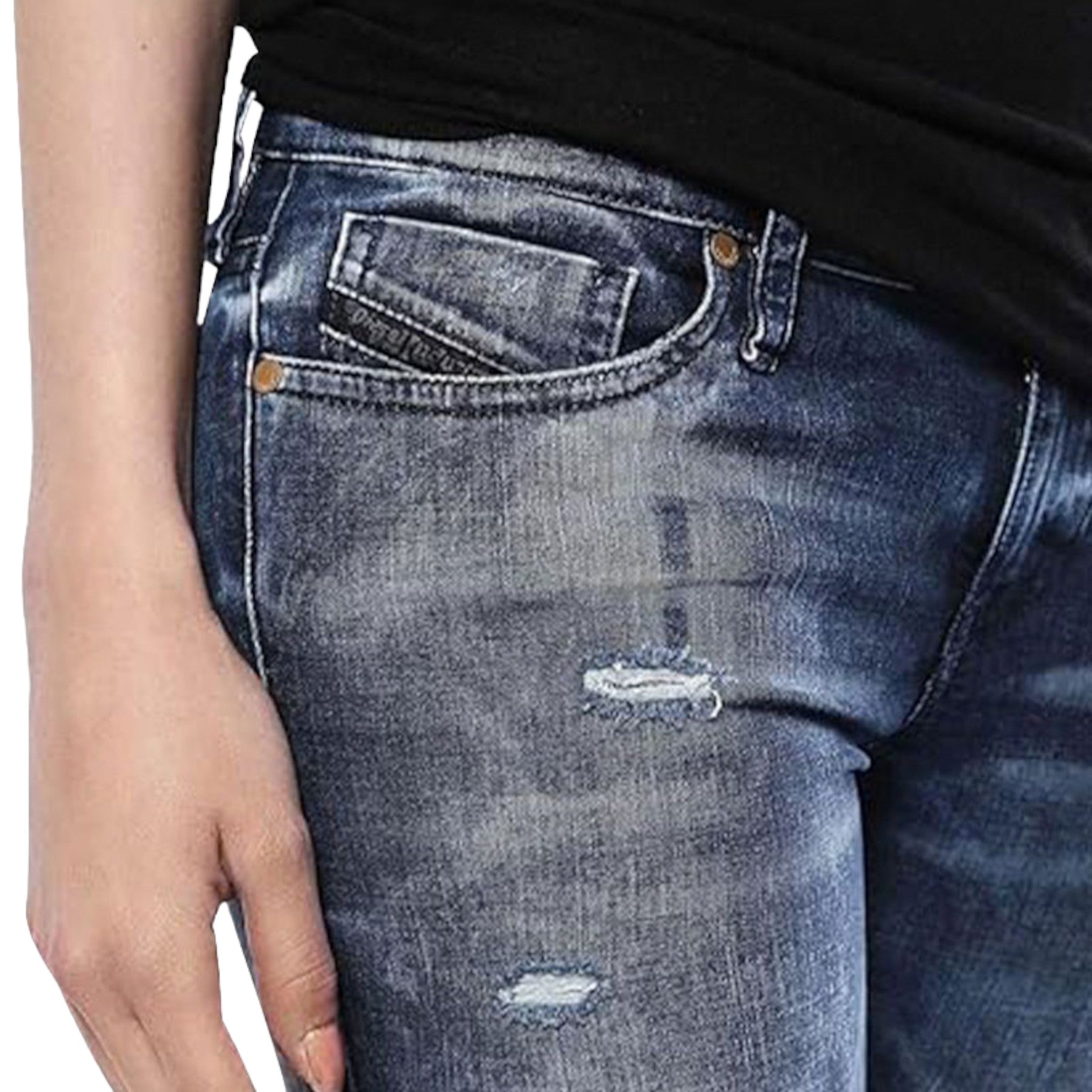 DIESEL SKINZEE LOW ZIP 0674K Womens Denim Jogg Jeans Super Slim Fit Sweatpants