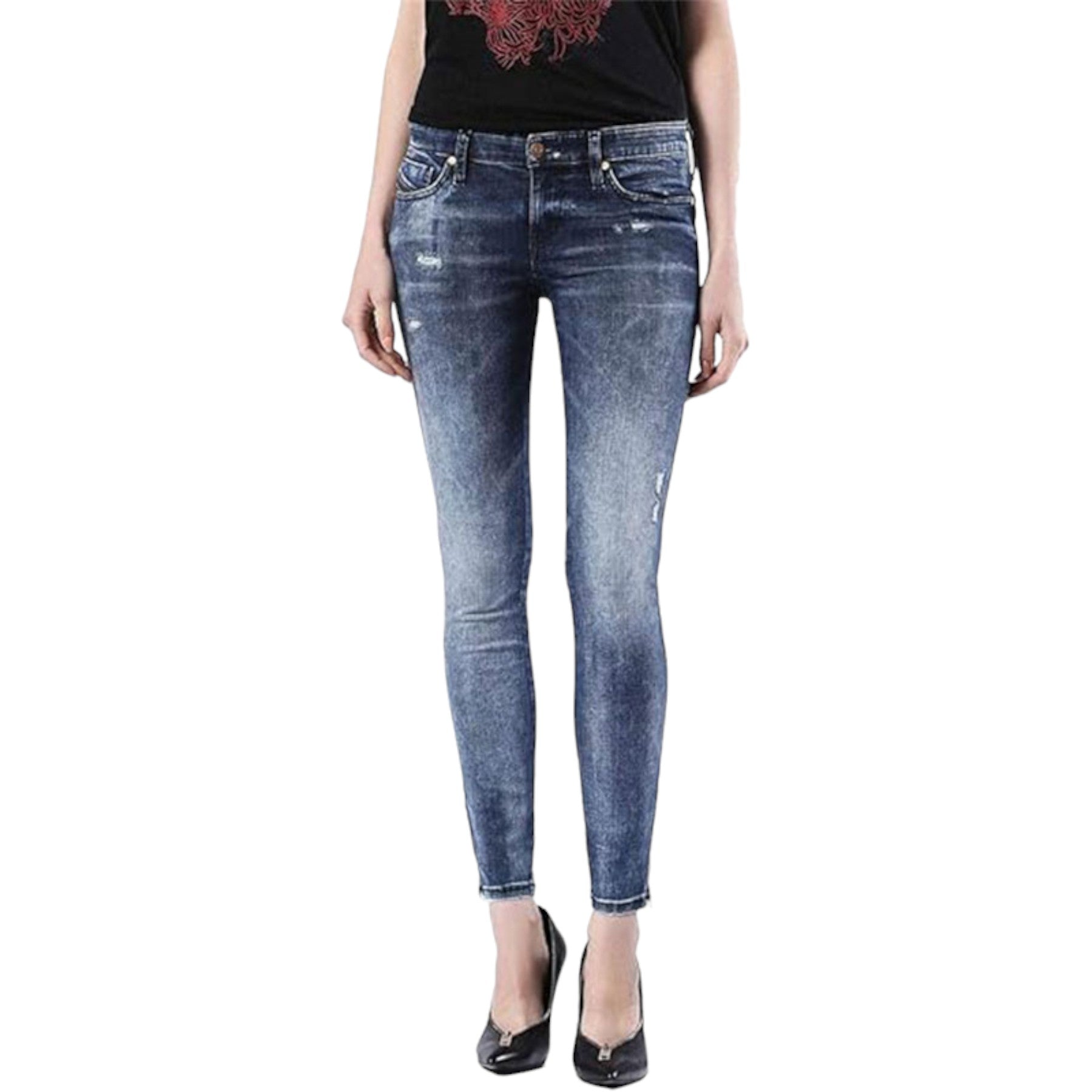 DIESEL SKINZEE LOW ZIP 0674K Womens Denim Jogg Jeans Super Slim Fit Sweatpants