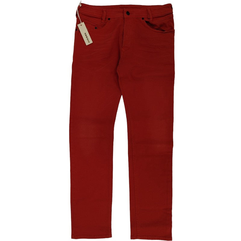 DIESEL IAKOP 0111D Mens Denim Jeans Regular Fit Stretch Casual Red Denim Pants