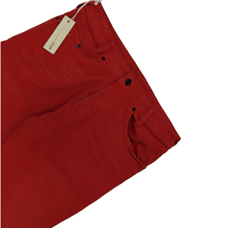 DIESEL IAKOP 0111D Mens Denim Jeans Regular Fit Stretch Casual Red Denim Pants